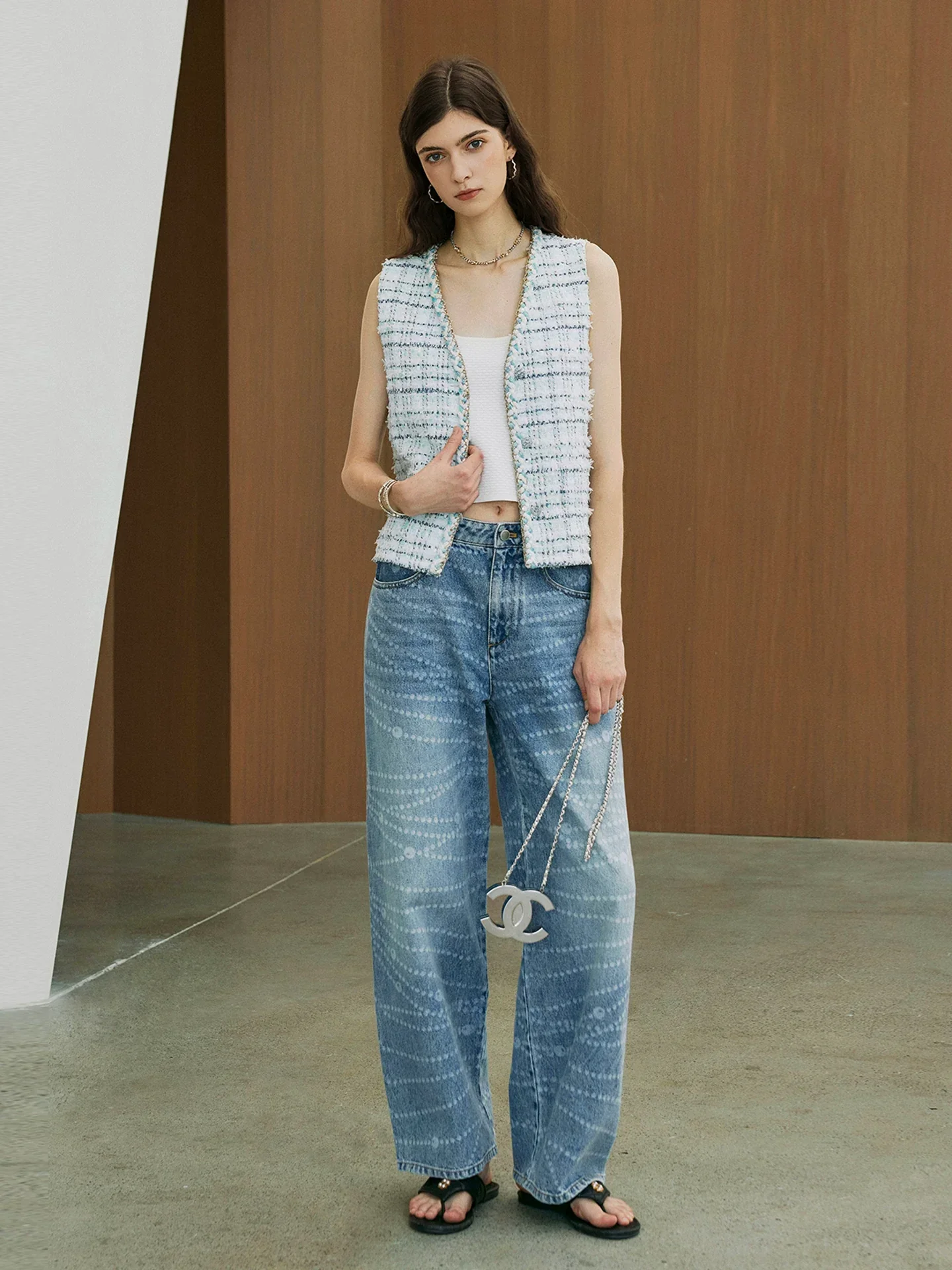 Chain-Print Wide Jeans - Image 2