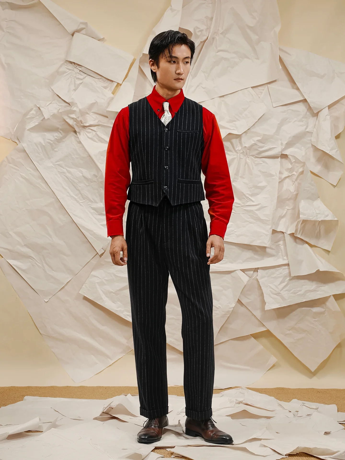 Chalk-Stripe Suit Vest - Image 4