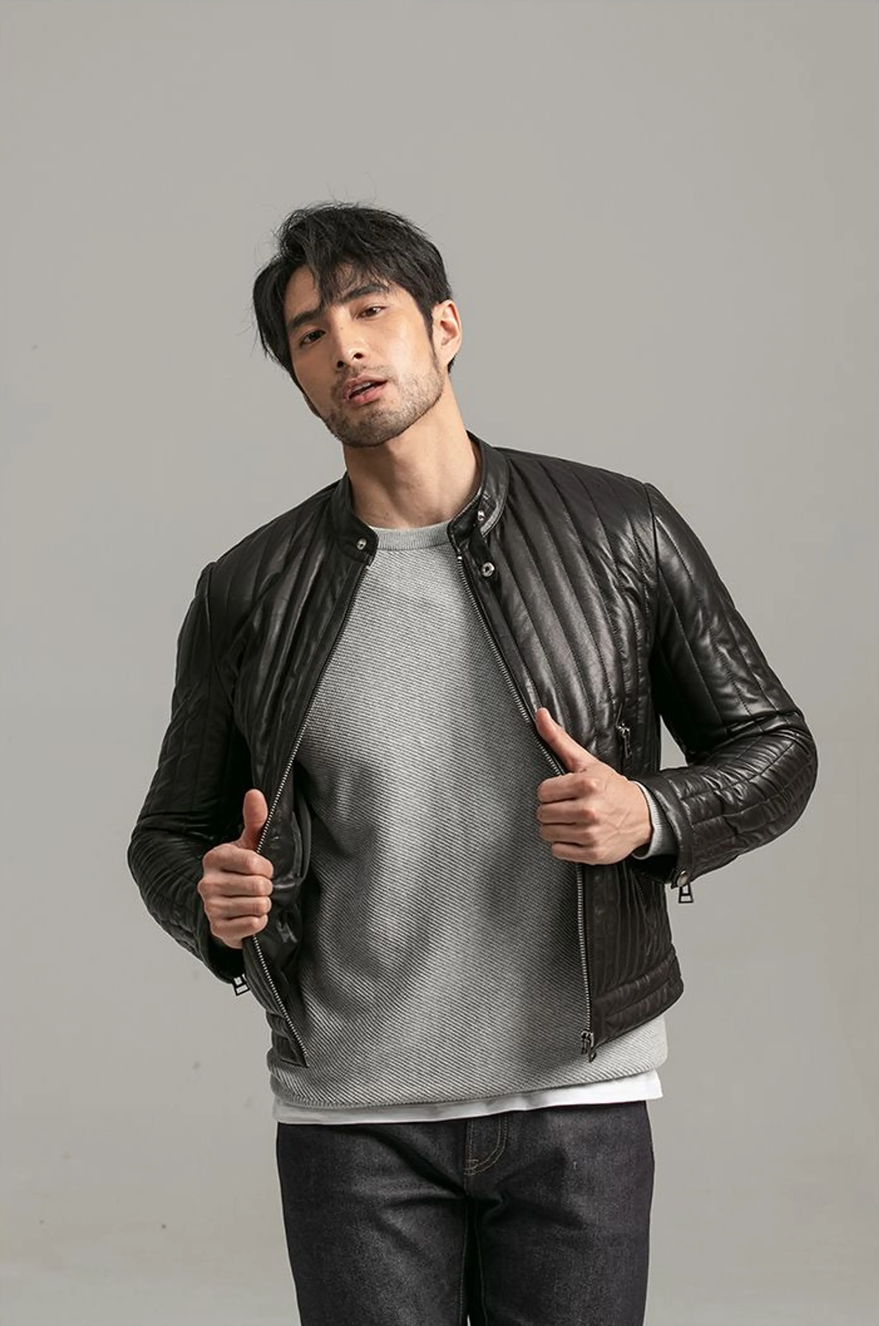 Channel-Quilted Lambskin Moto Jacket - Image 5