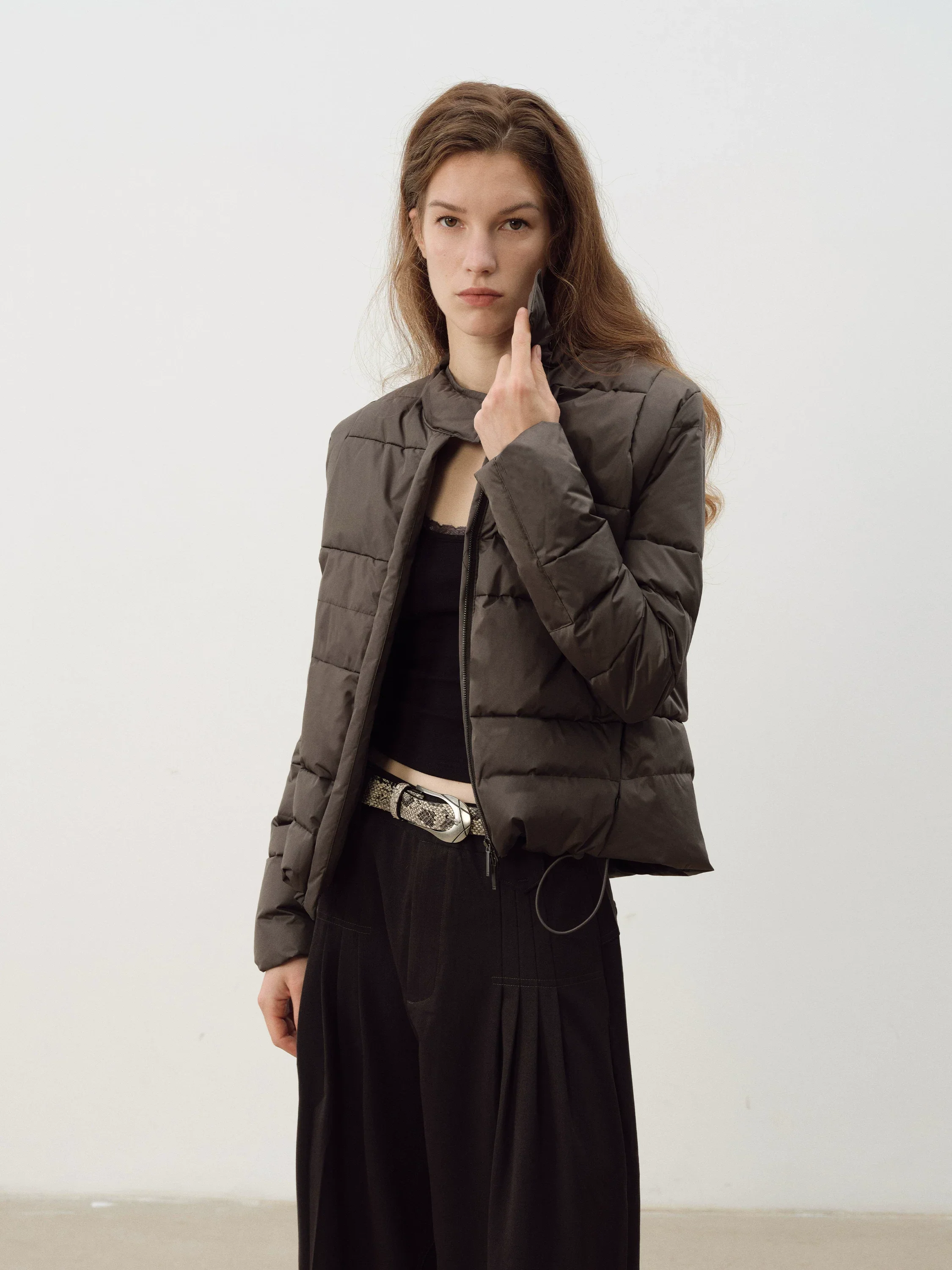Charcoal Cropped Down Puffer