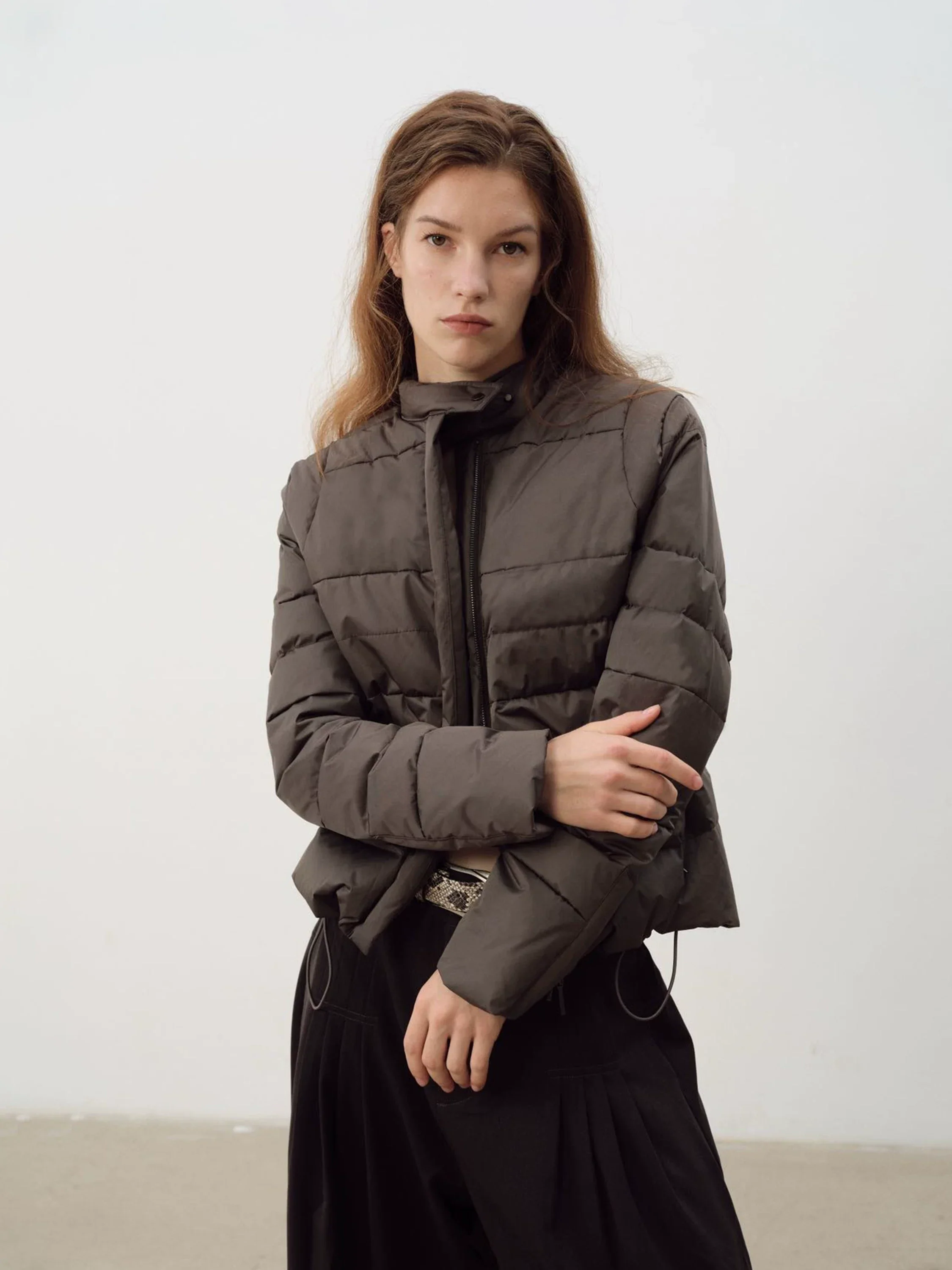Charcoal Cropped Down Puffer - Image 4