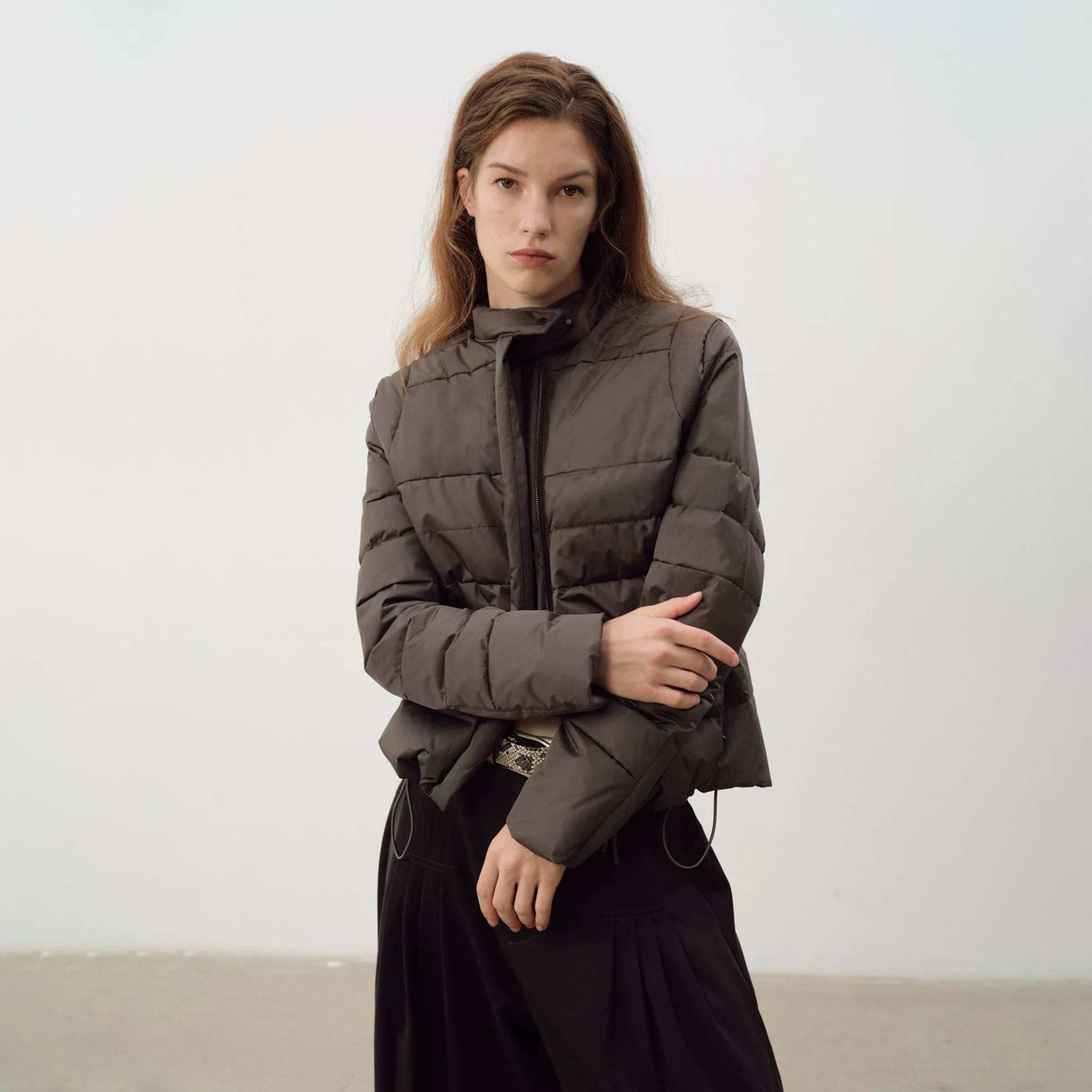 Charcoal Cropped Down Puffer - Image 6