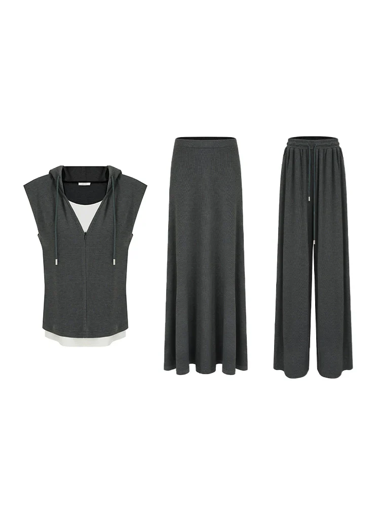 Charcoal Gray Three-Piece Knit Set - Image 4