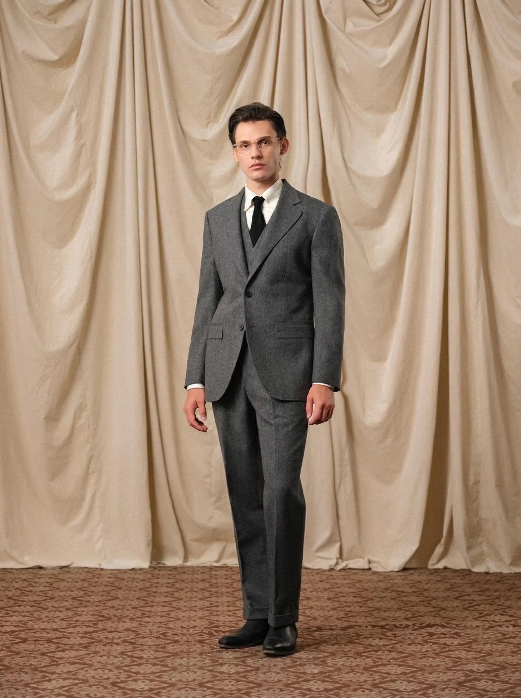 Charcoal Herringbone Flannel Waistcoat - Image 2
