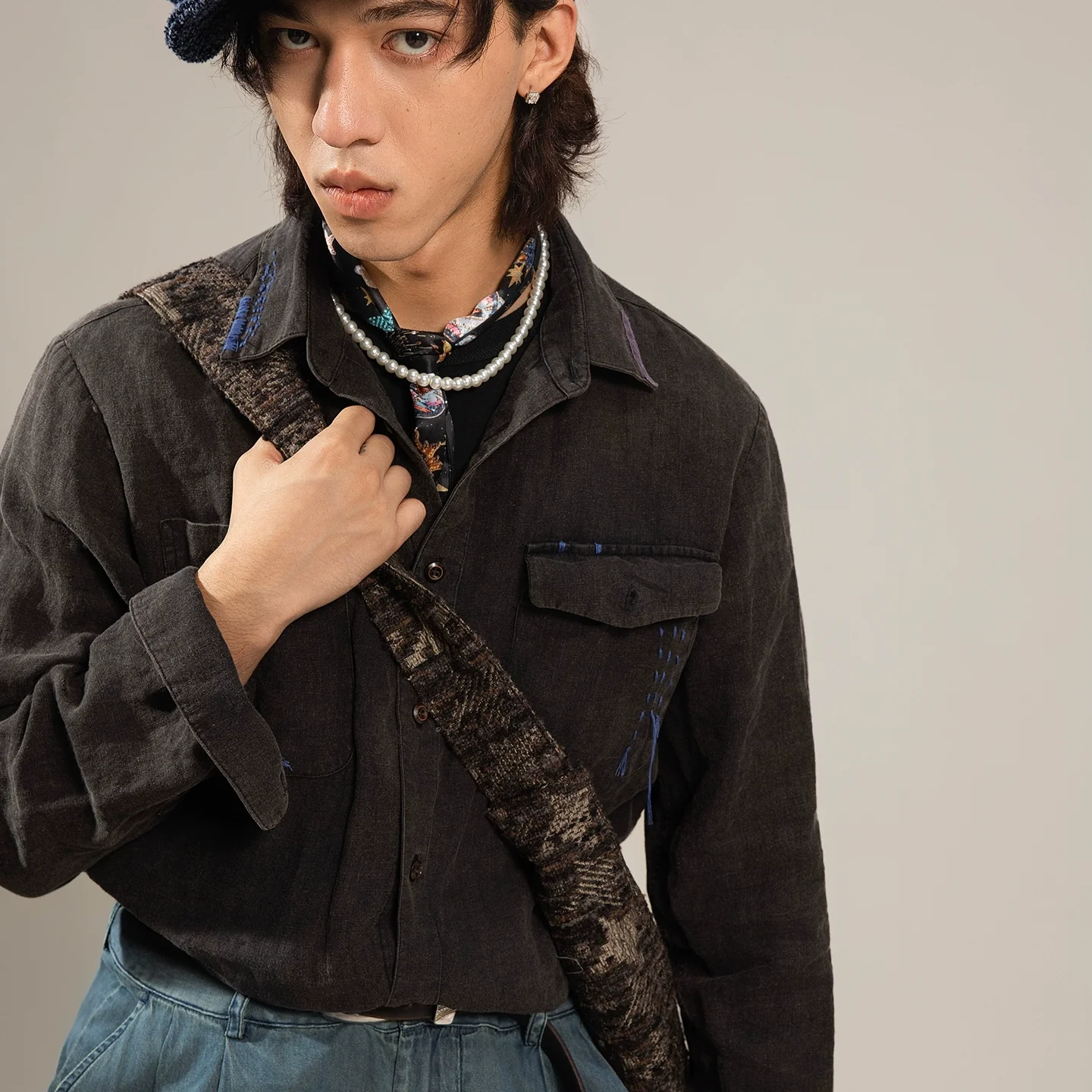 Charcoal Linen Work Shirt - Image 4