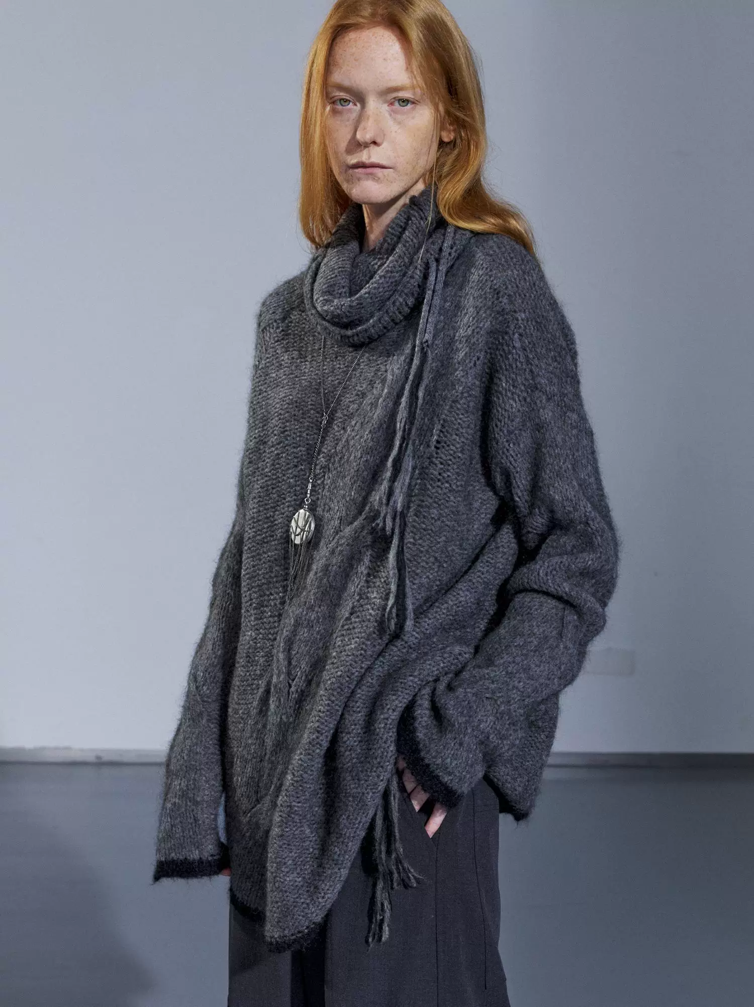 Charcoal Mohair Cowl-Tie Sweater - Image 2