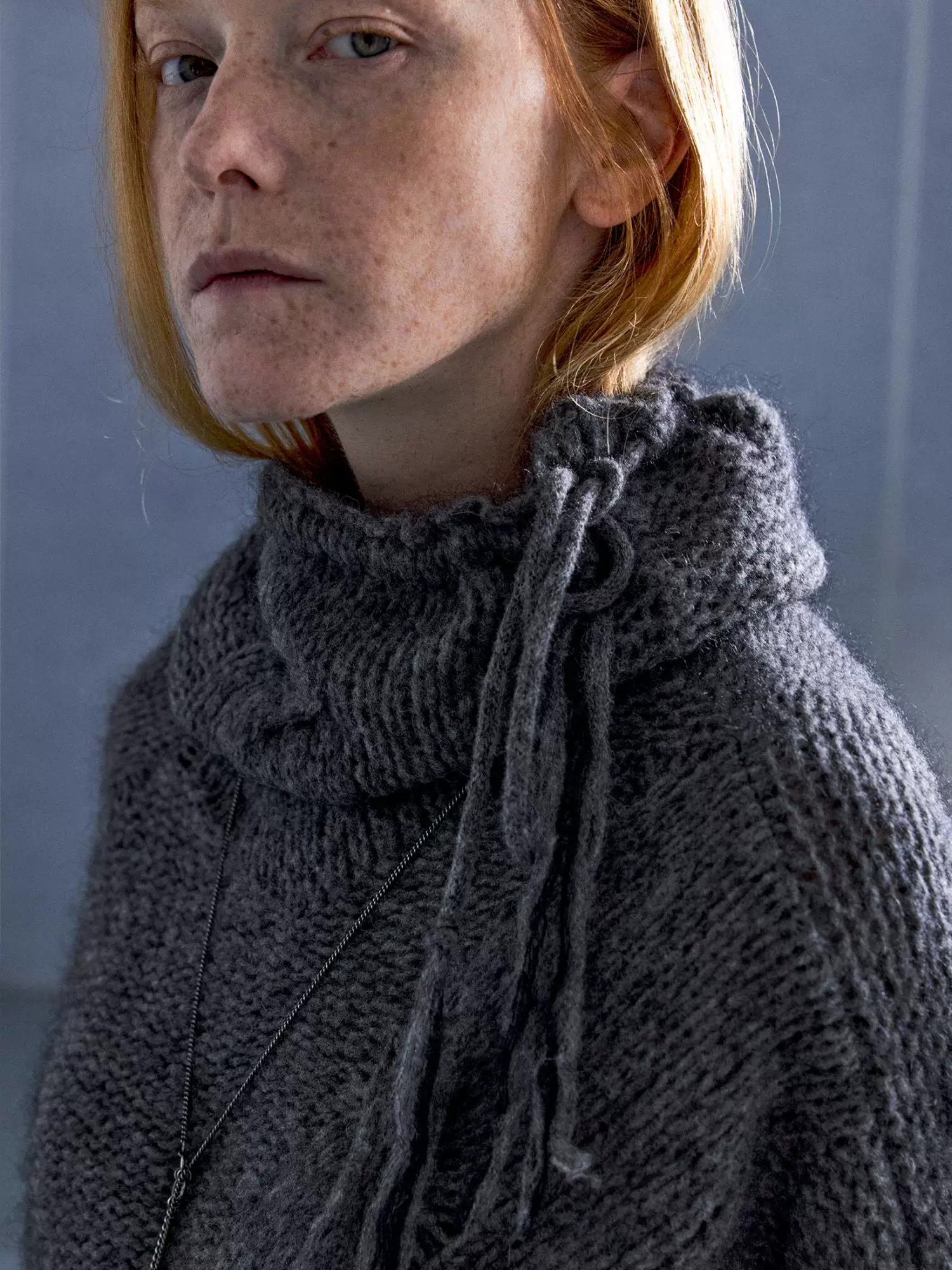 Charcoal Mohair Cowl-Tie Sweater - Image 3