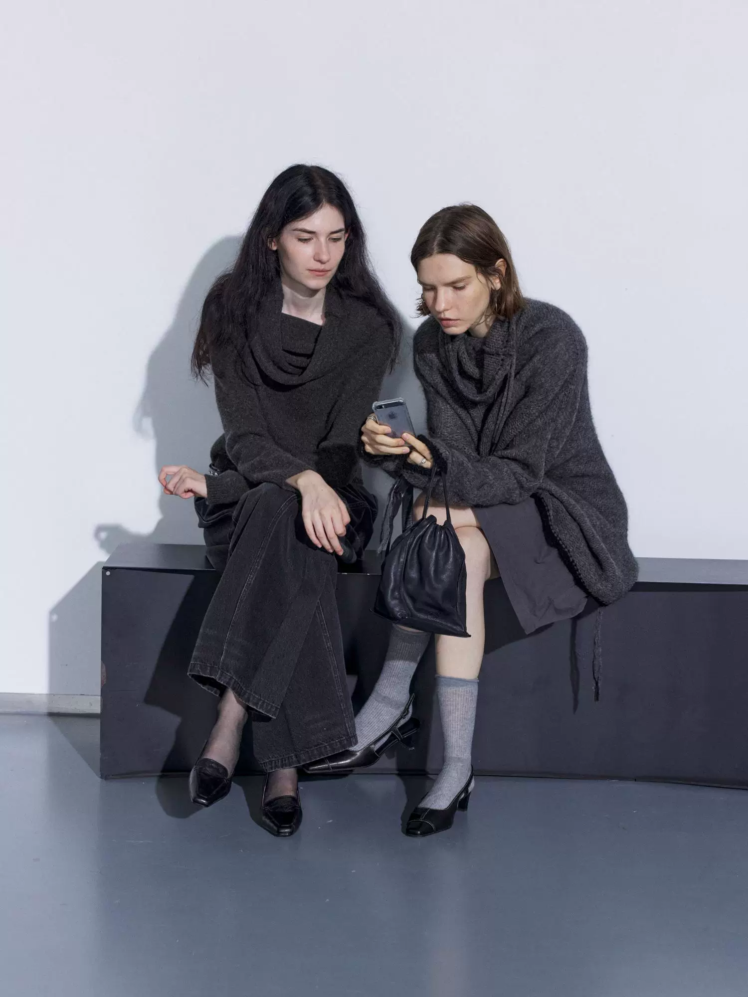 Charcoal Mohair Cowl-Tie Sweater - Image 4