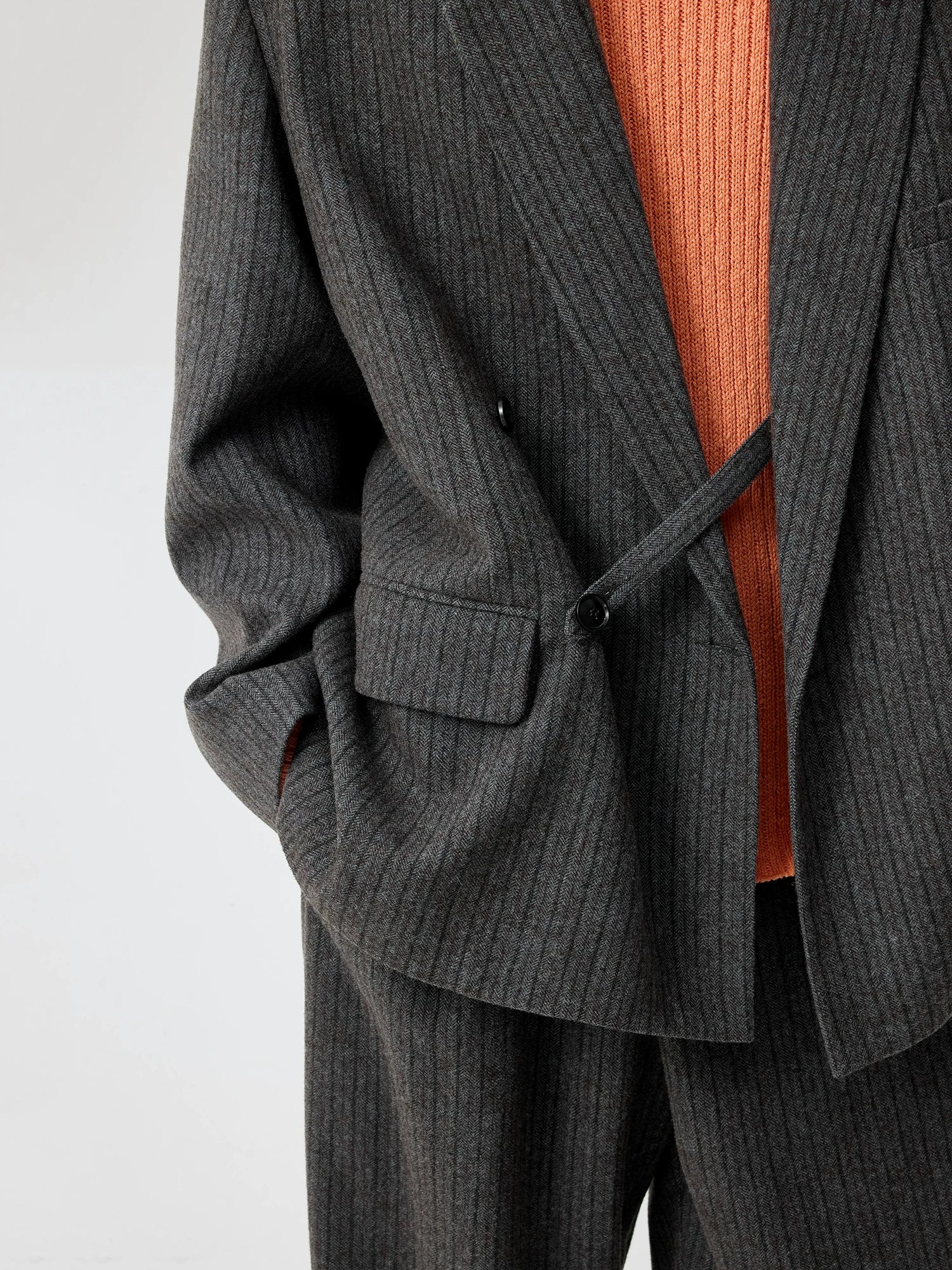 Charcoal Pinstripe Double-Breasted Blazer - Image 3