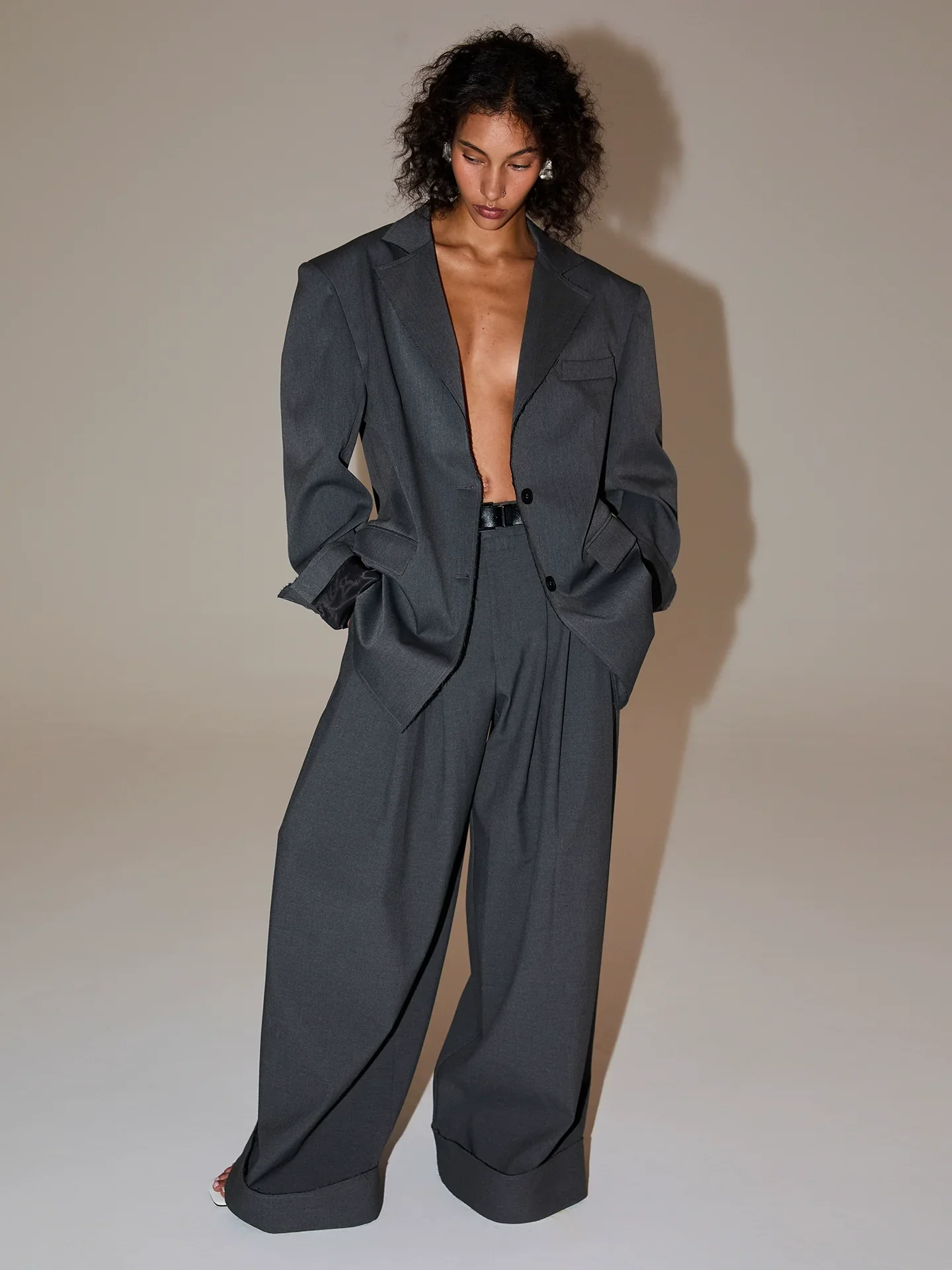 Charcoal Raw-Edge Suit - Image 2