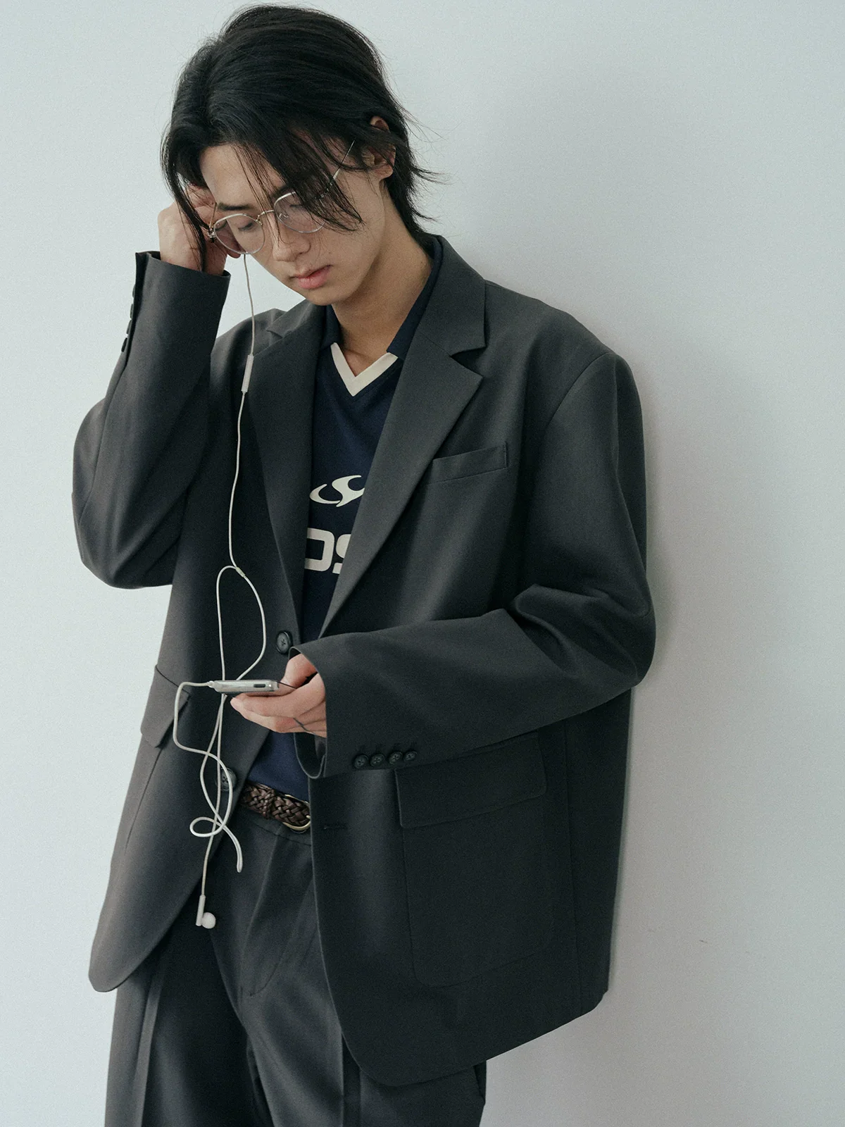 Charcoal Relaxed Two-Button Blazer - Image 2