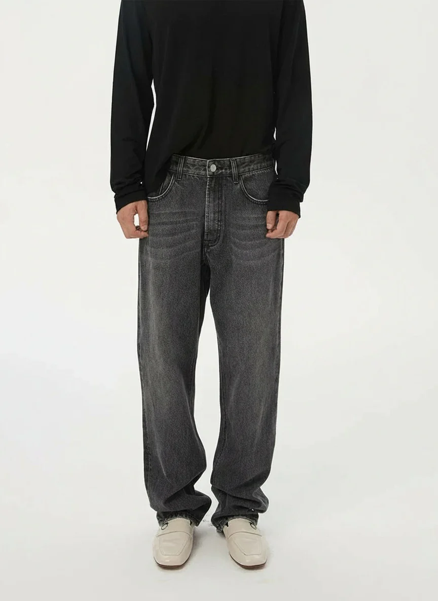 Charcoal Wash Wide-Leg Jeans - Image 6