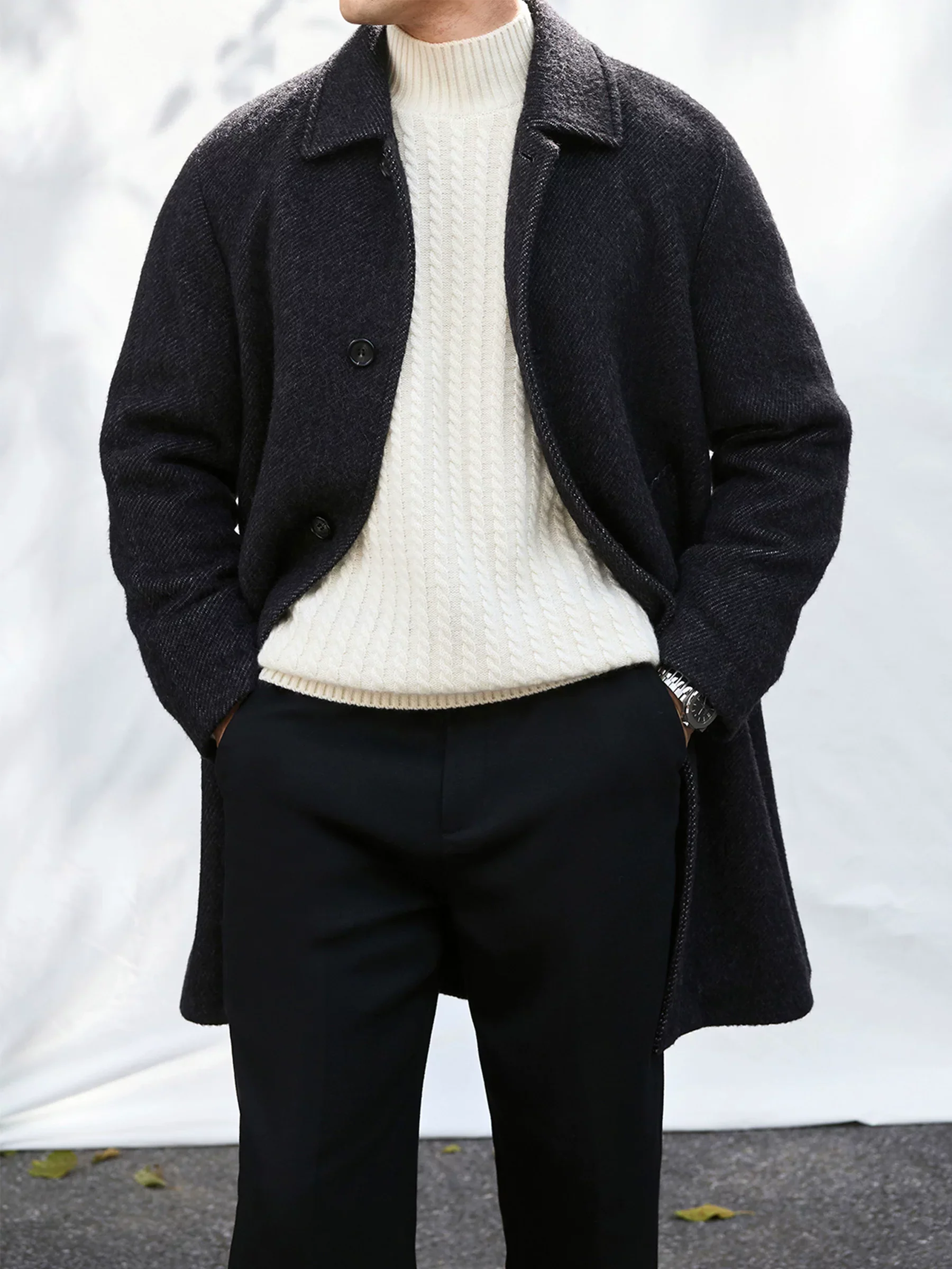 Charcoal Wool-Cashmere-Alpaca Overcoat - Image 2