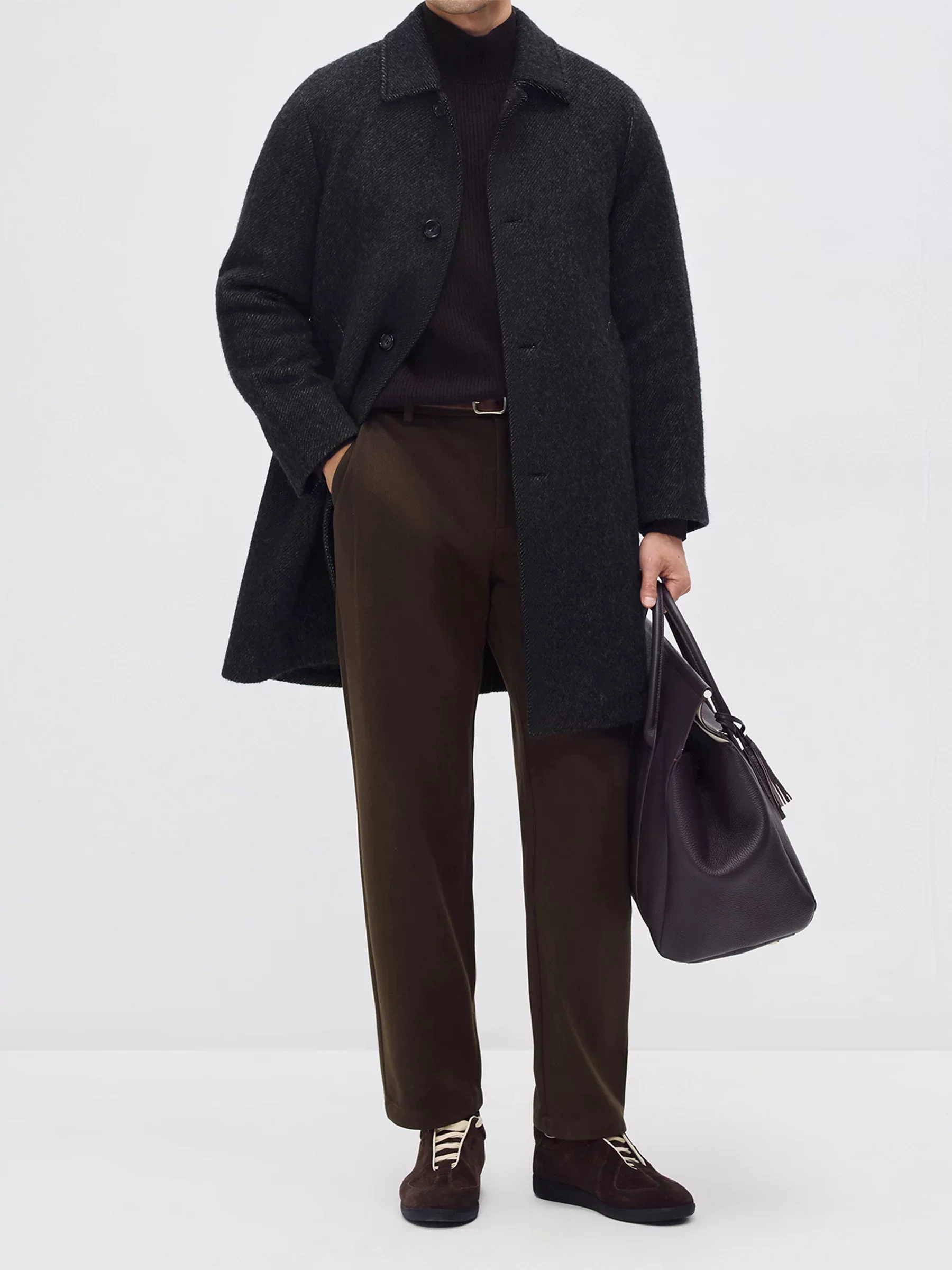 Charcoal Wool-Cashmere-Alpaca Overcoat - Image 3