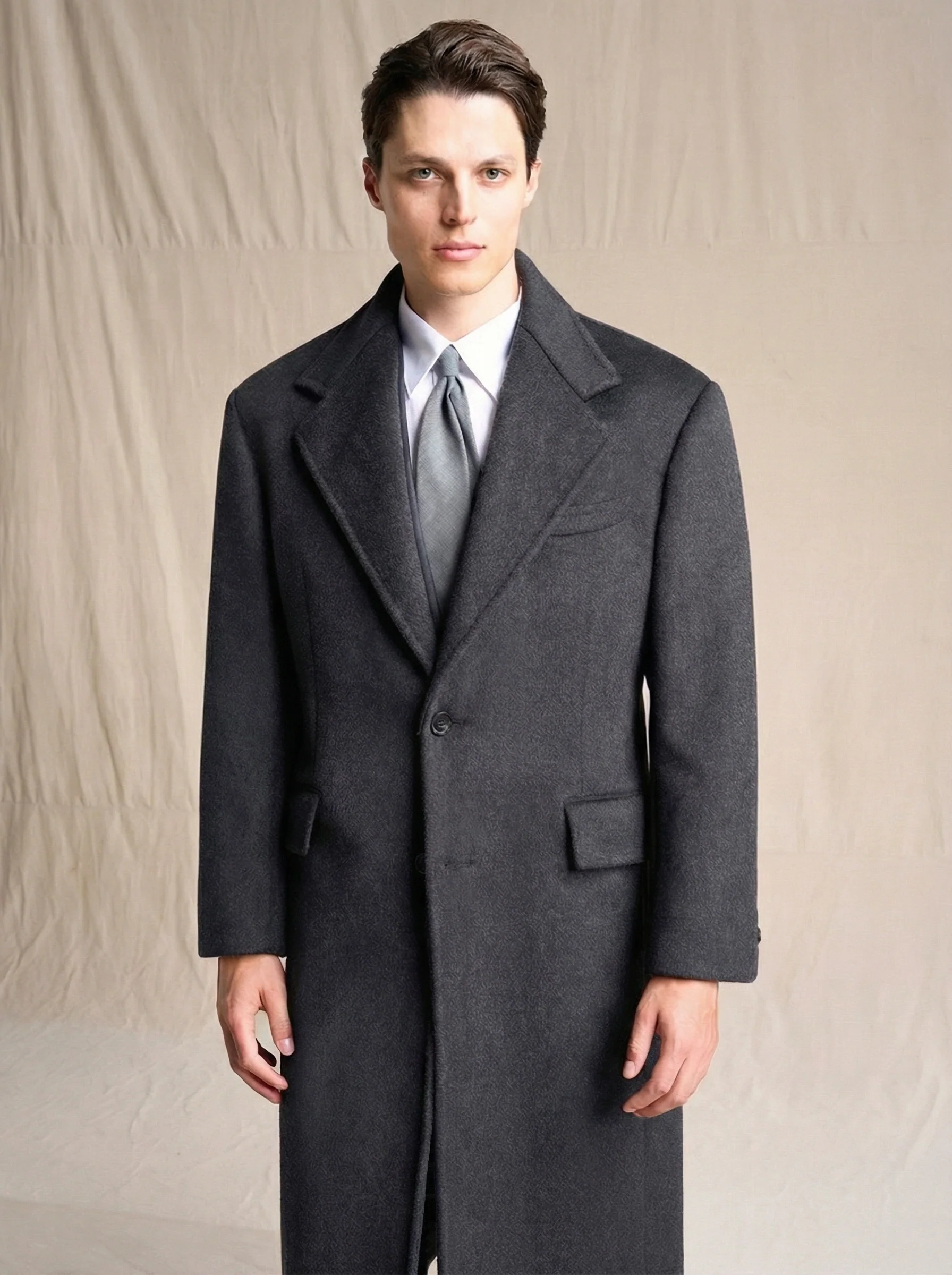Charcoal Wool-Cashmere Chesterfield Coat - Image 3