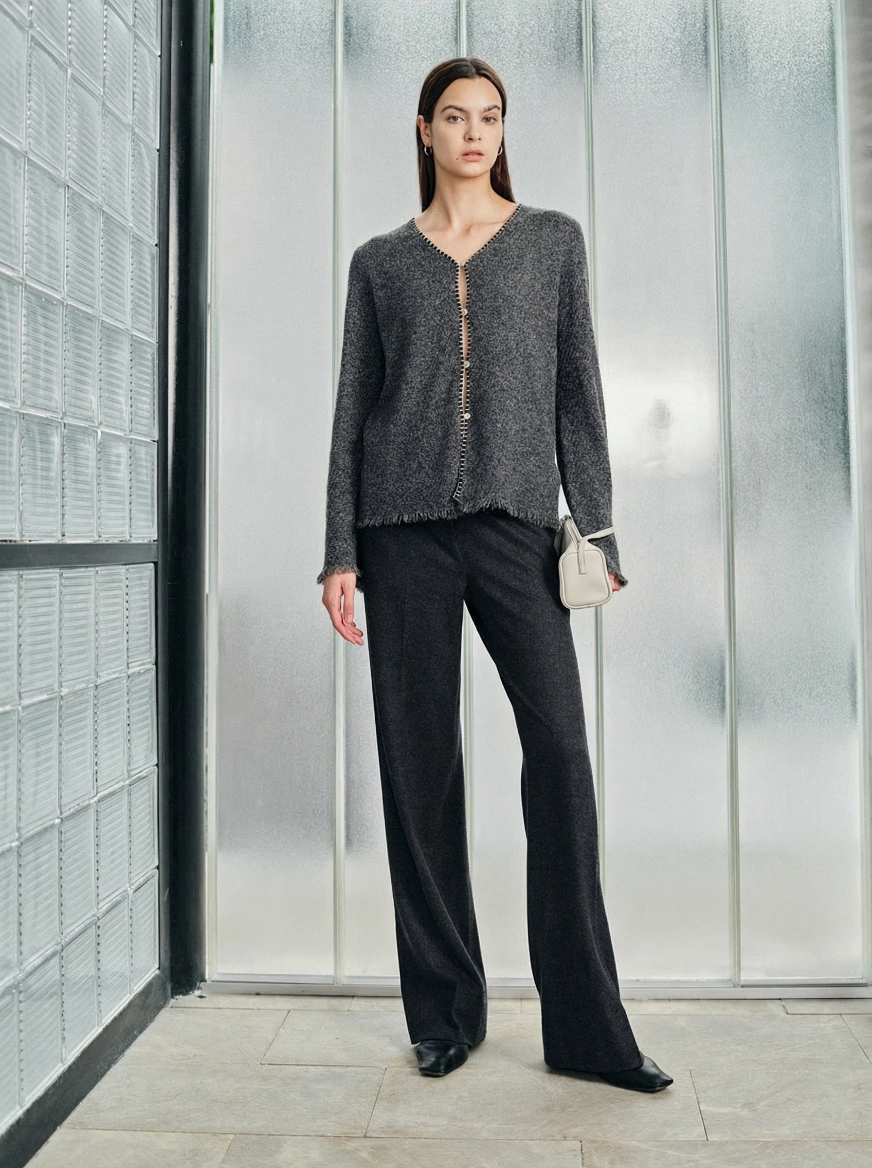Charcoal Wool-Cashmere Straight-Leg Trousers - Image 4