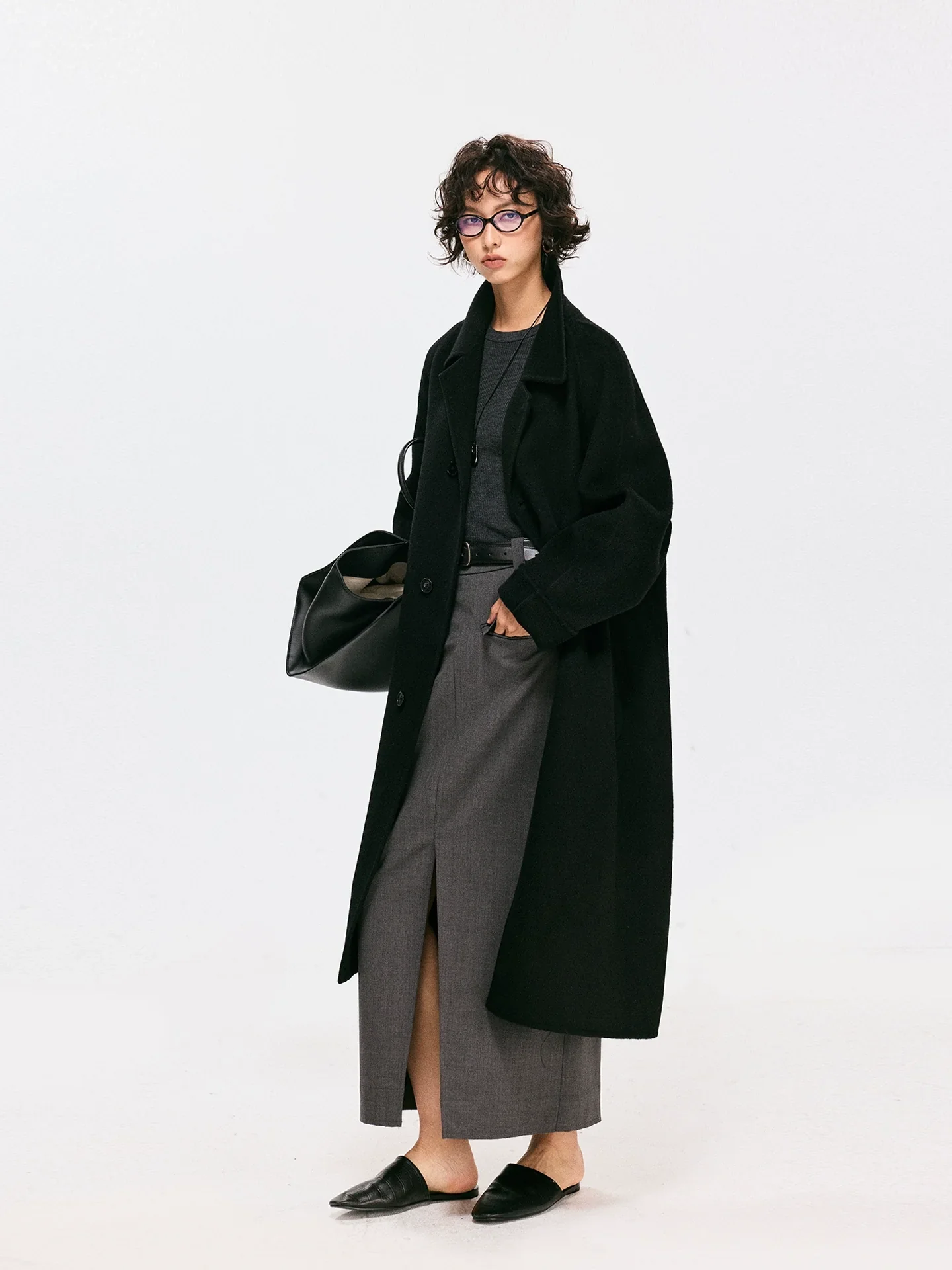 Charcoal Wool Column Skirt - Image 5