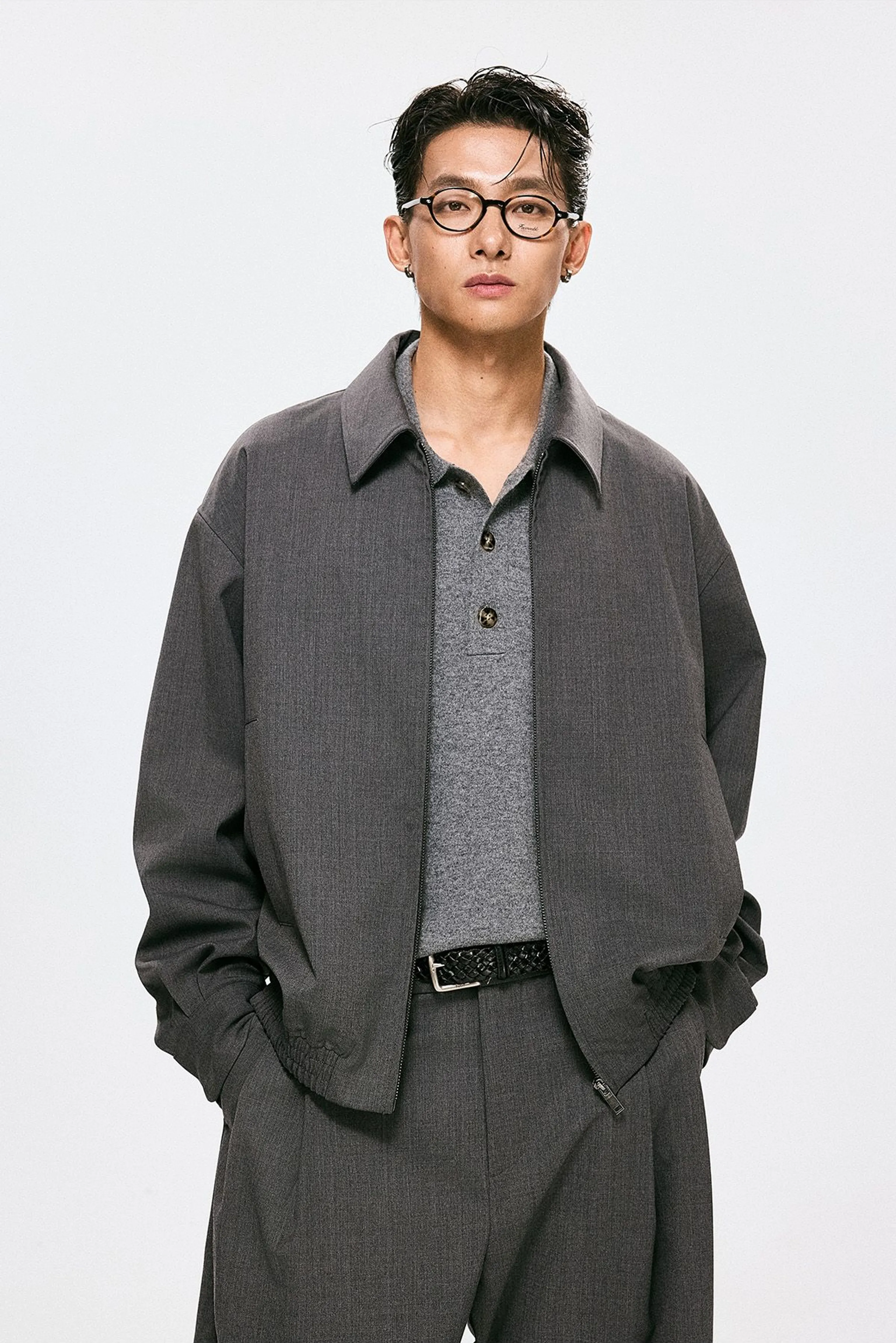 Charcoal Worsted Merino Zip Blouson - Image 4