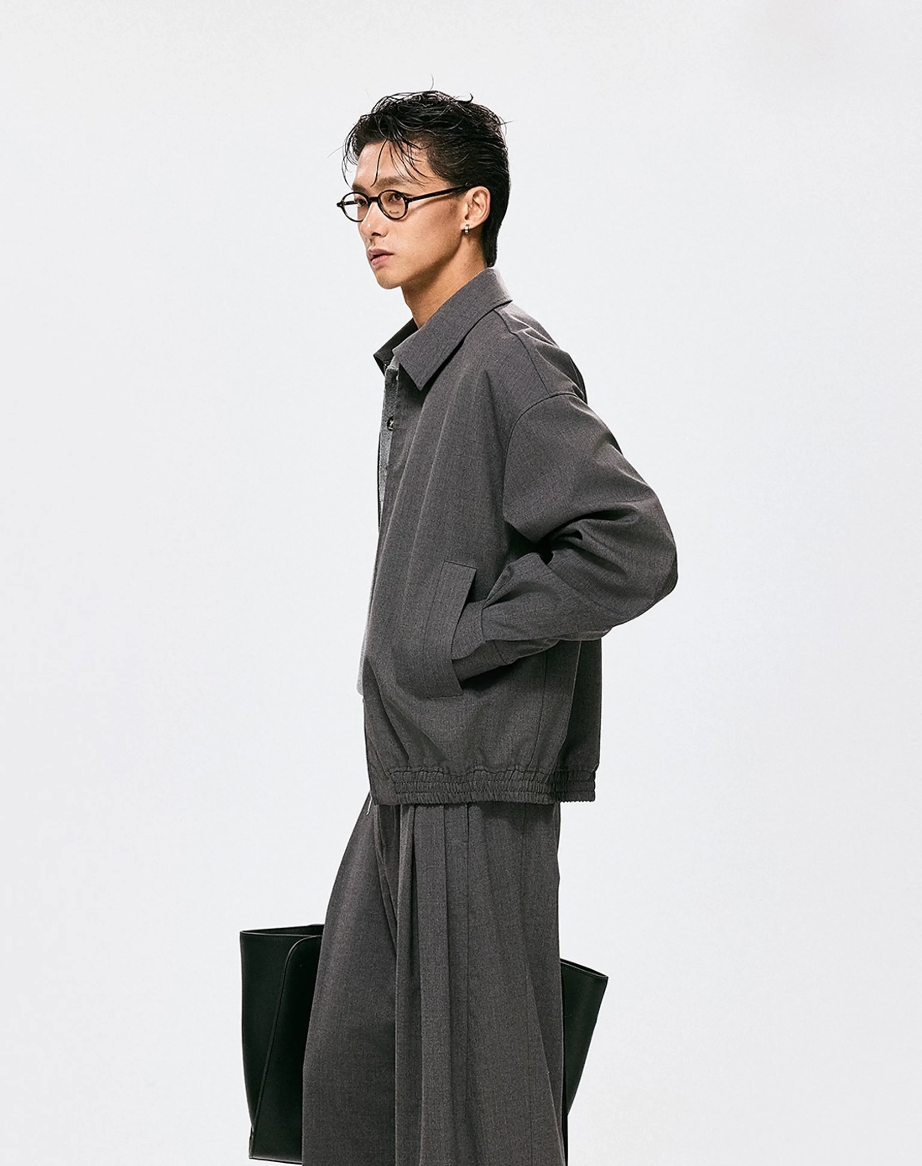 Charcoal Worsted Merino Zip Blouson - Image 5
