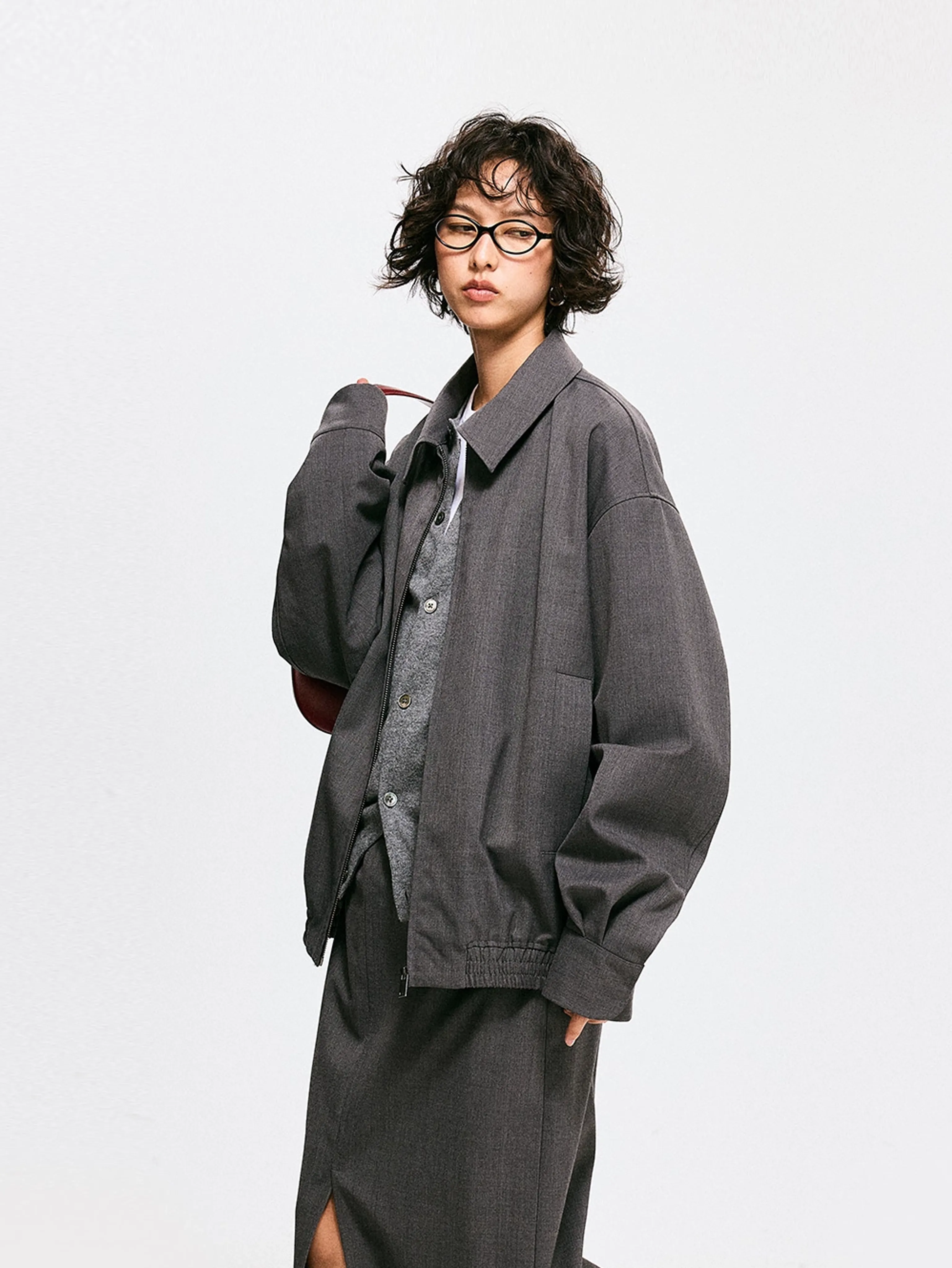 Charcoal Worsted Merino Zip Blouson - Image 6