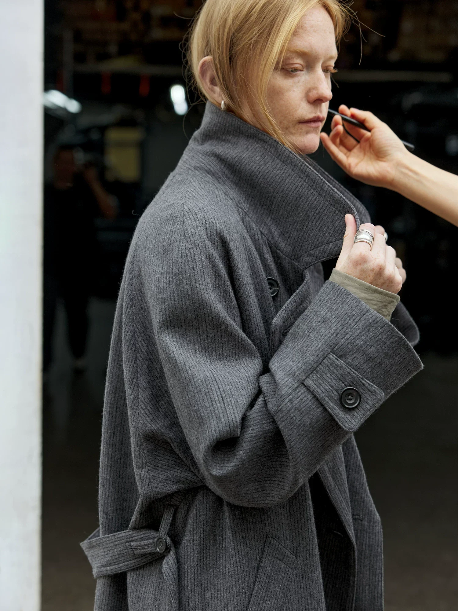 Charcoal Yak Wool Belted Overcoat - Image 2