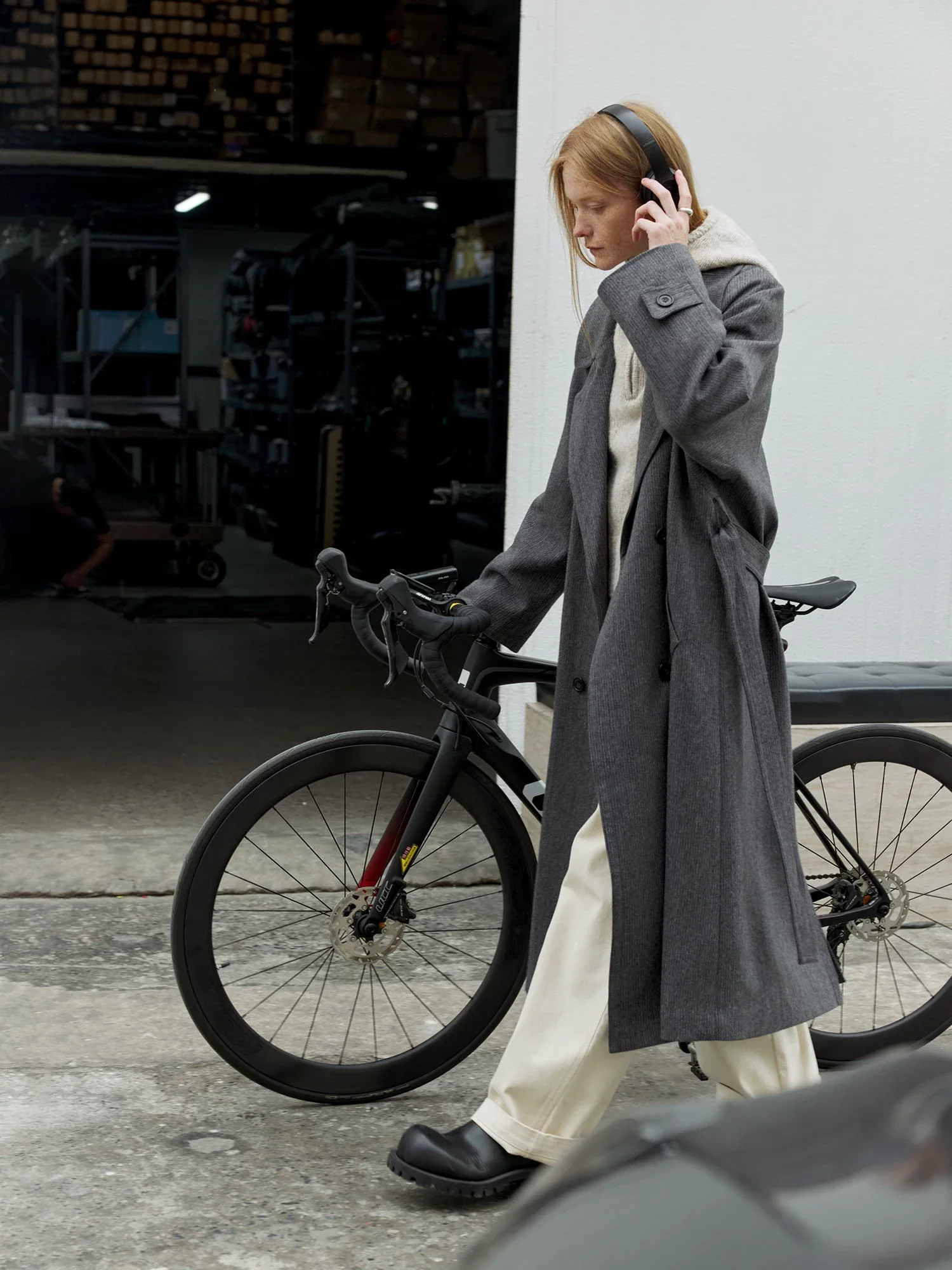 Charcoal Yak Wool Belted Overcoat - Image 5