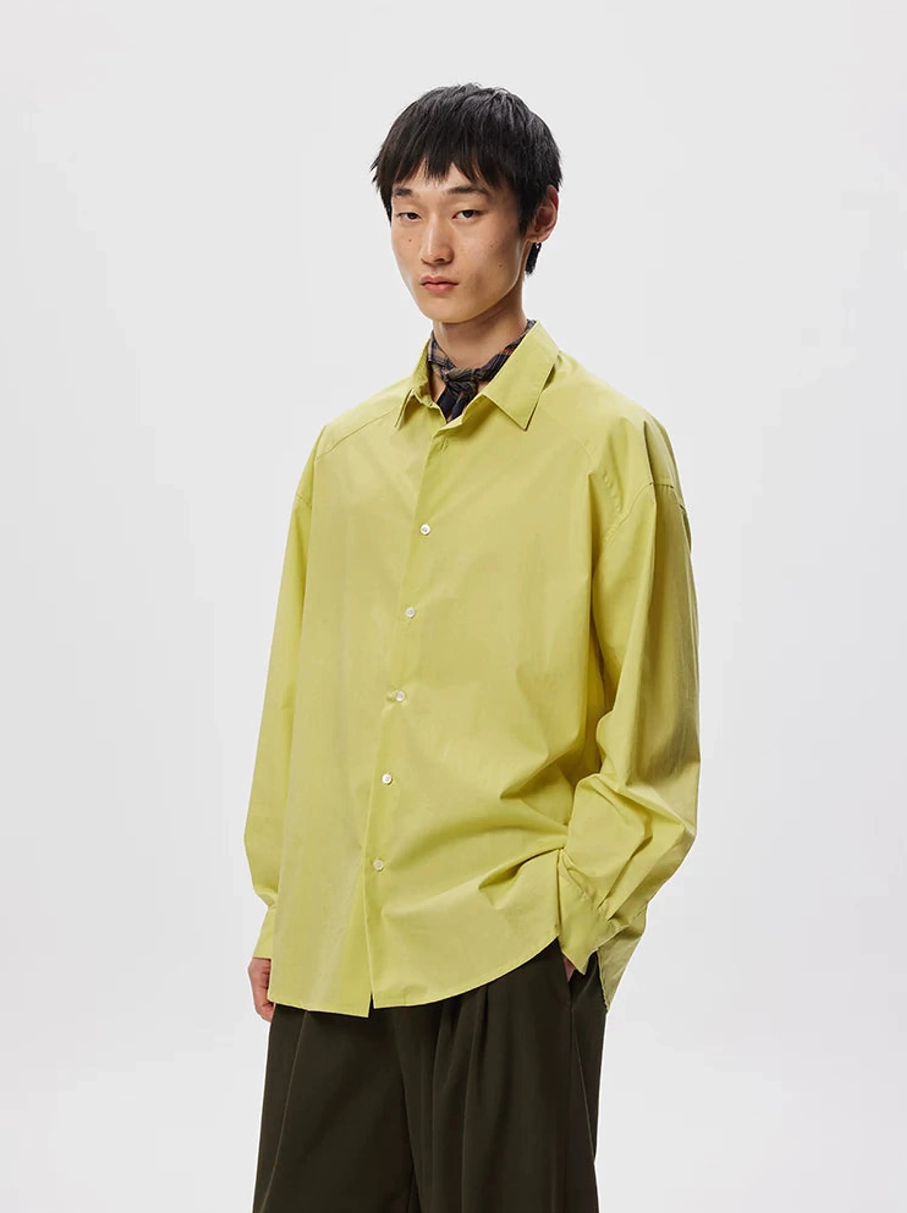 Chartreuse Cross-Yoke Long-Sleeve Shirt - Image 5