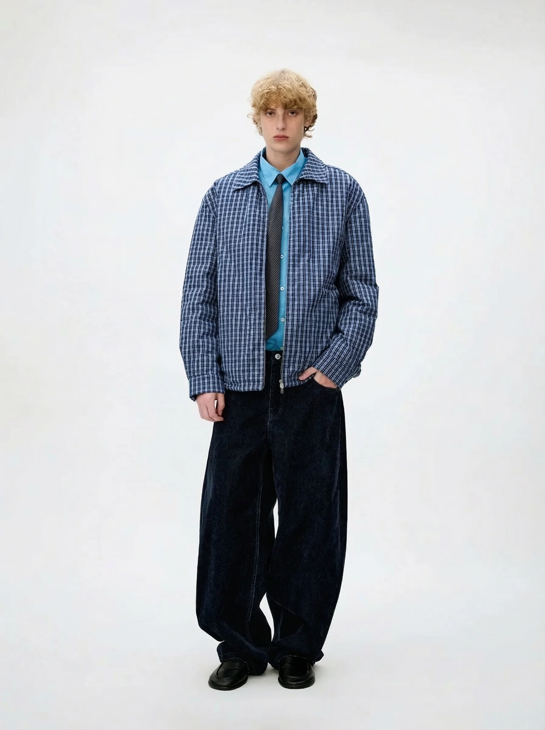 Check Down Zip Shirt Jacket - Image 7