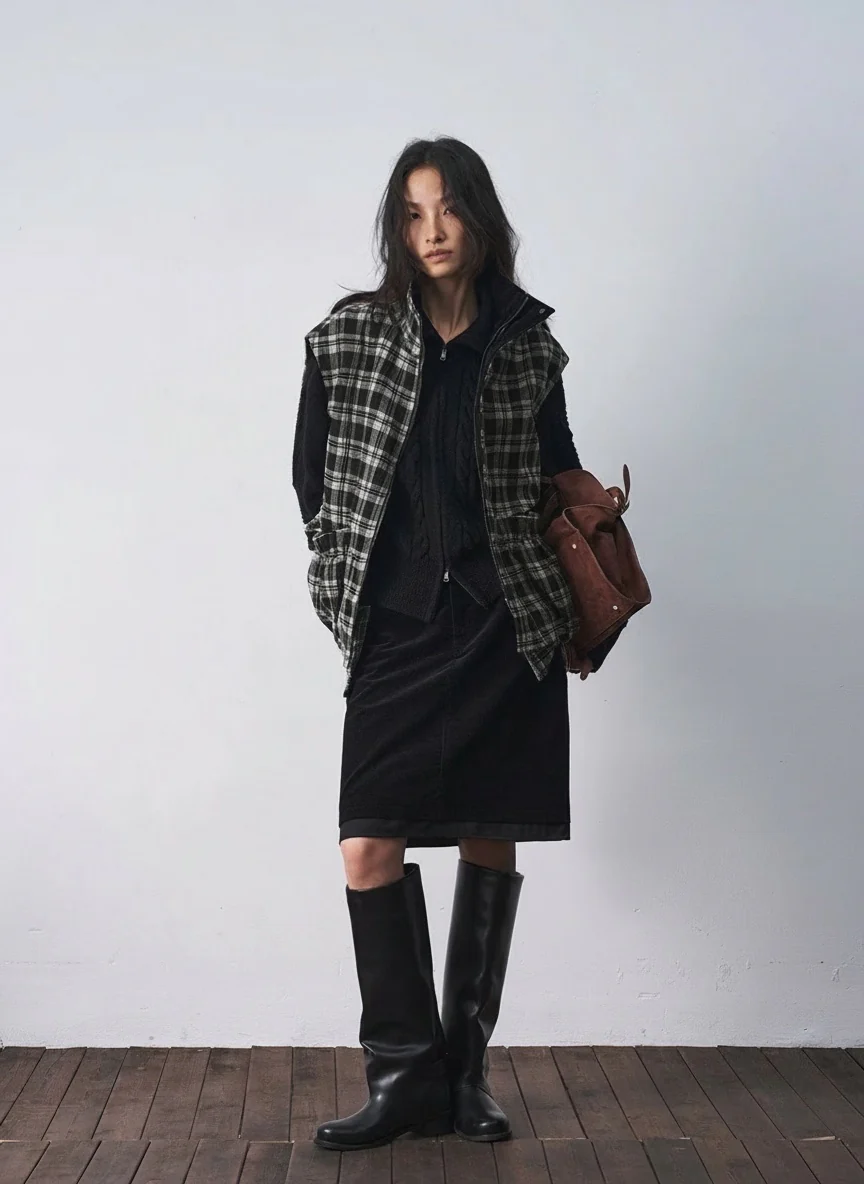 Check Quilted Wool-Blend Vest - Image 4