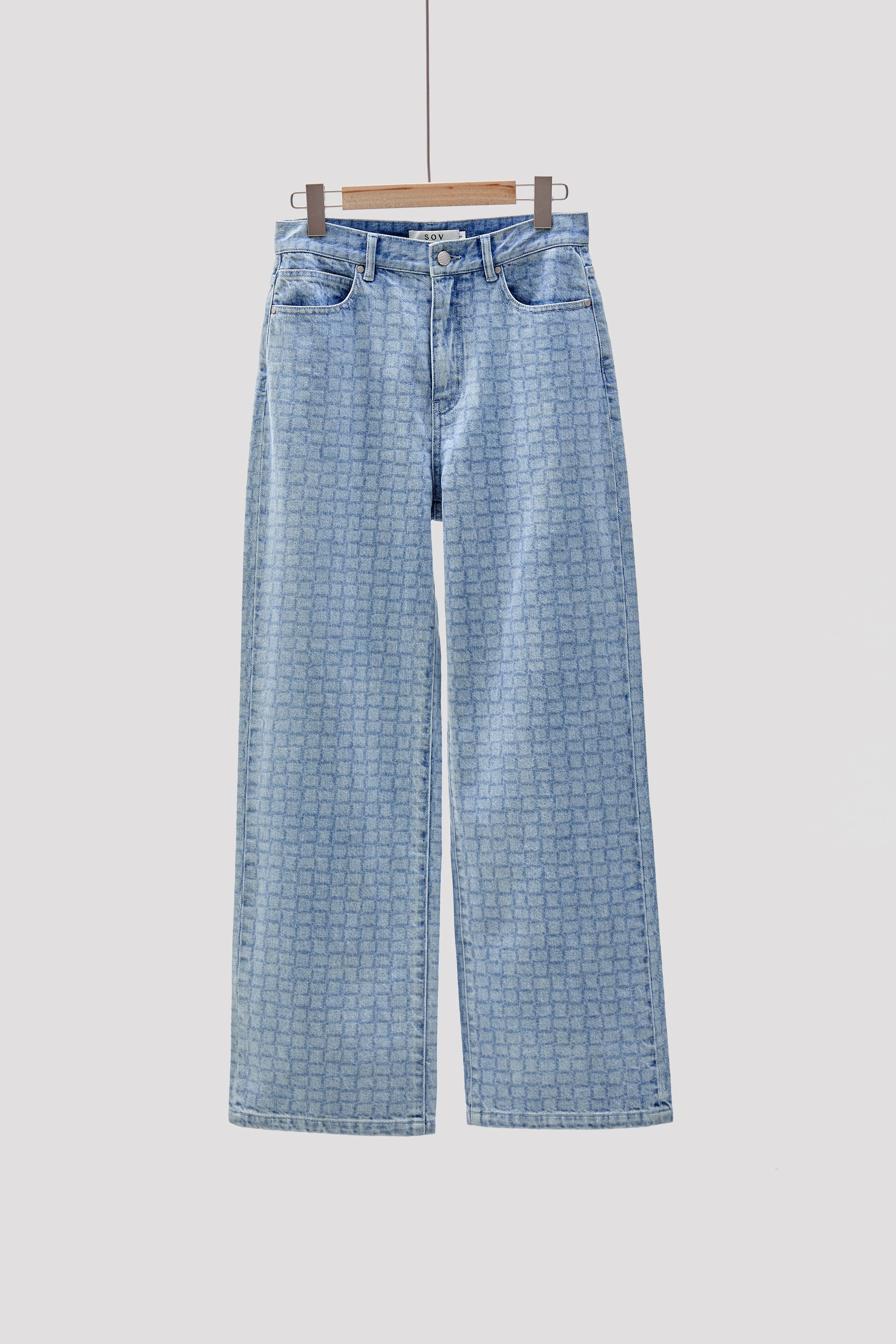 Check Wide-Leg Jeans - Image 6