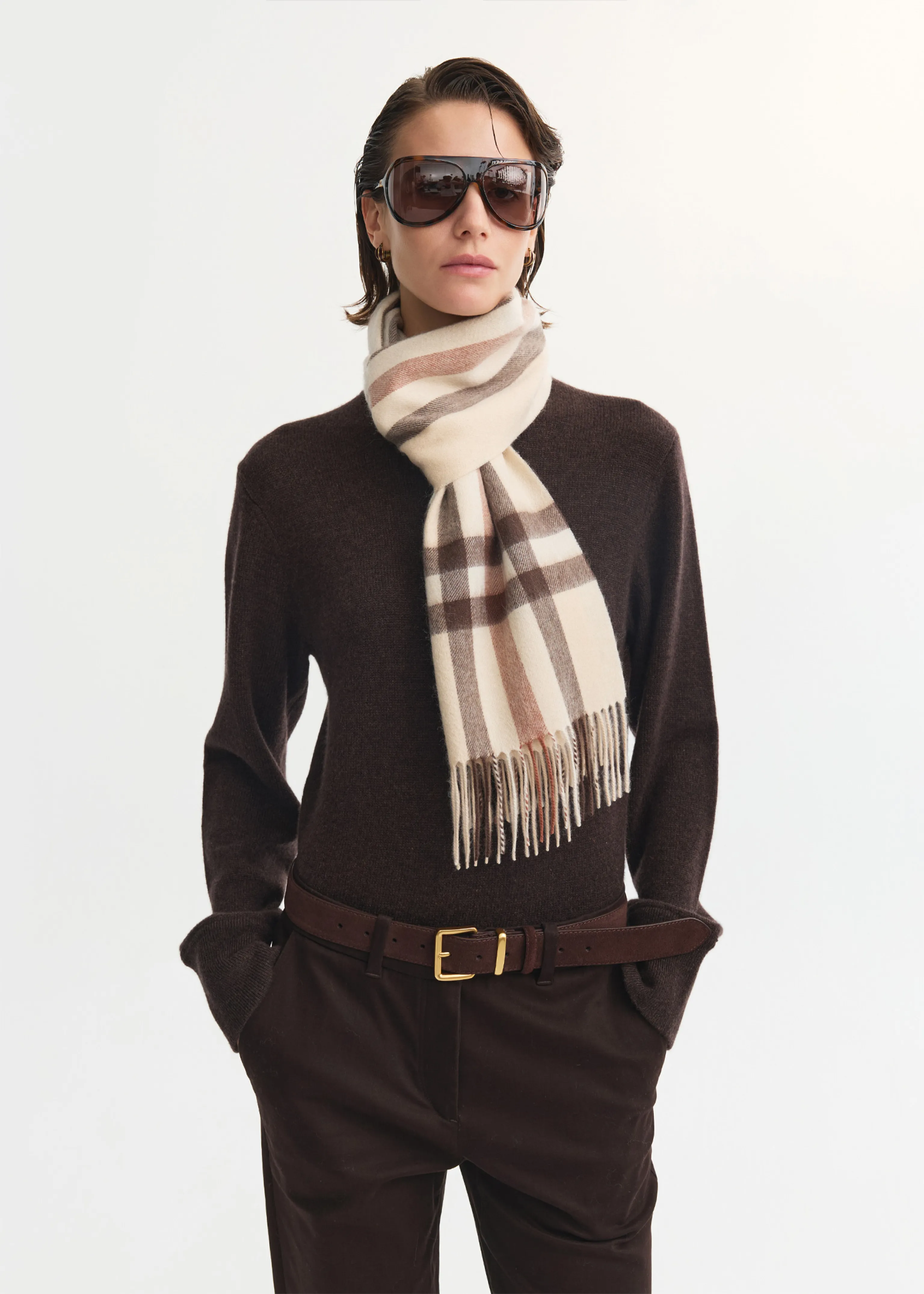 Checked Cashmere Scarf - Image 2