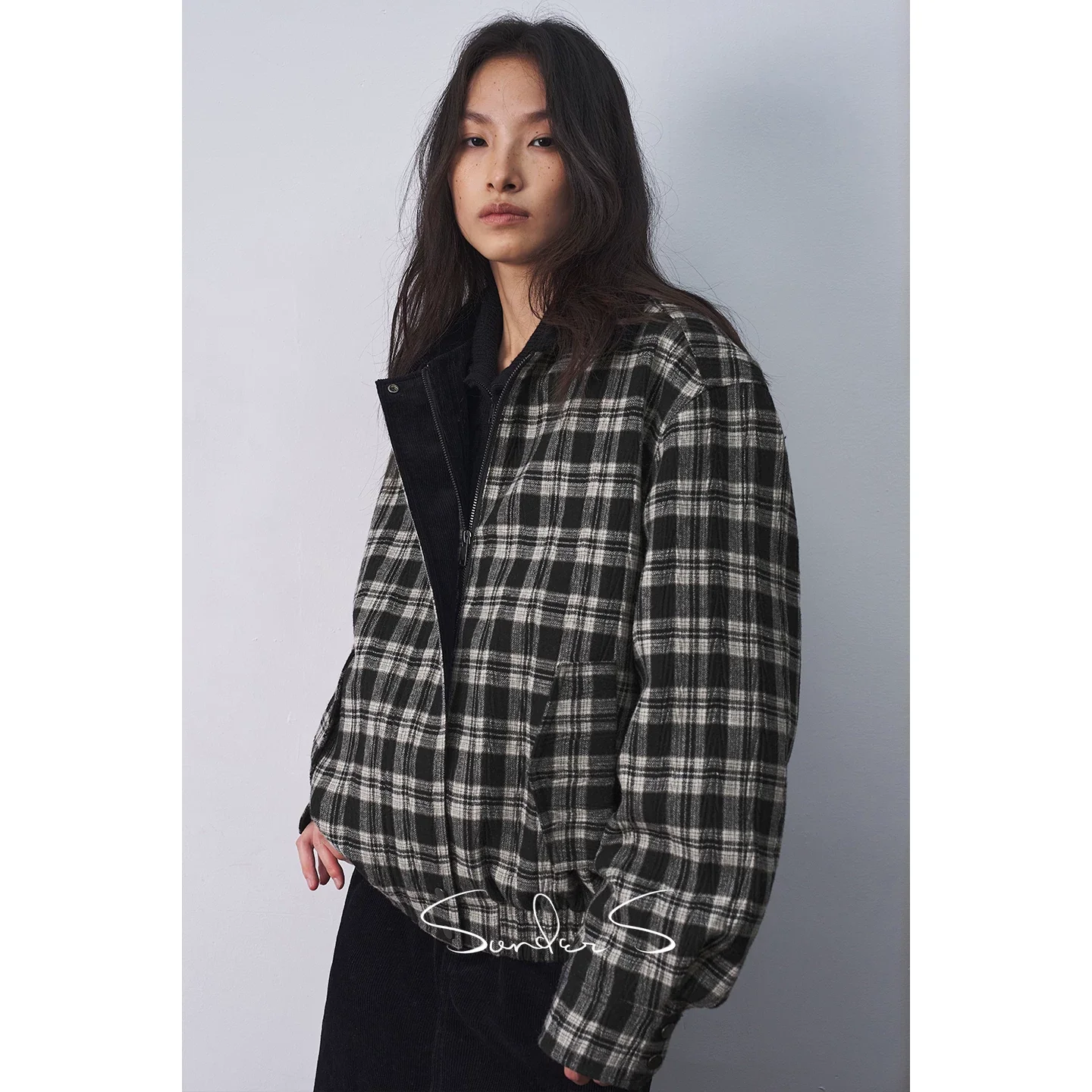 Checked Quilted Flight Jacket - Image 3