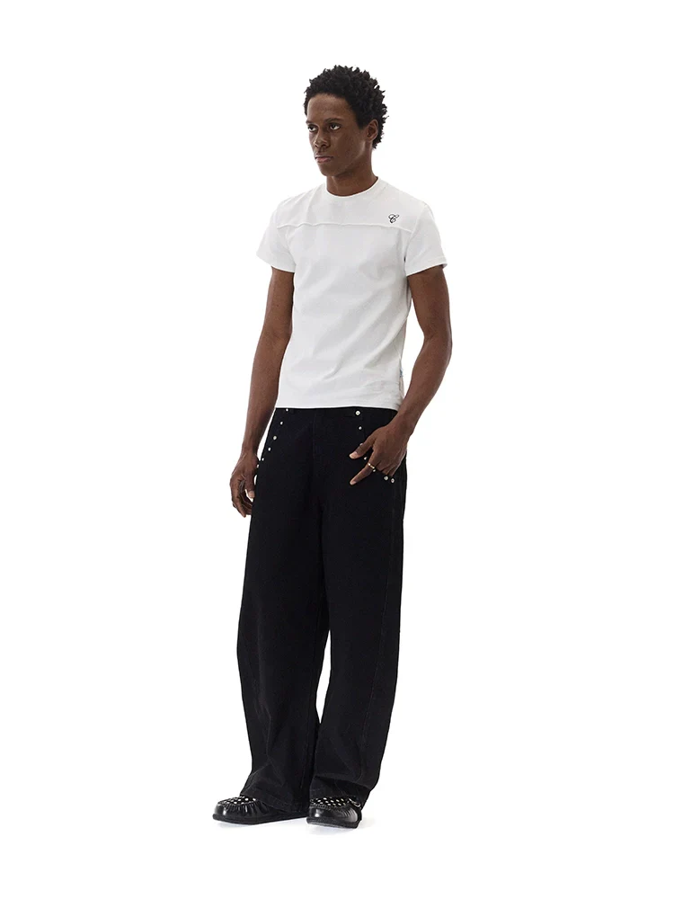 Chest Seam Embroidered T-Shirt - Image 2