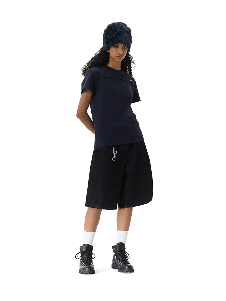 Chest Seam Embroidered T-Shirt - Image 4