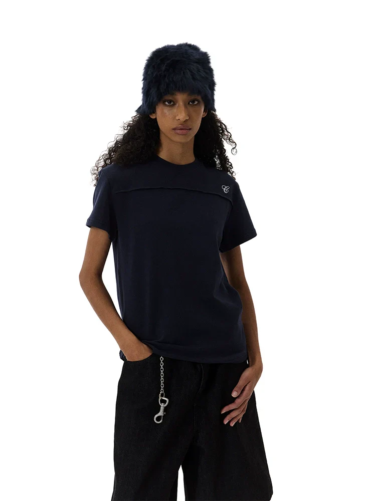 Chest Seam Embroidered T-Shirt - Image 5