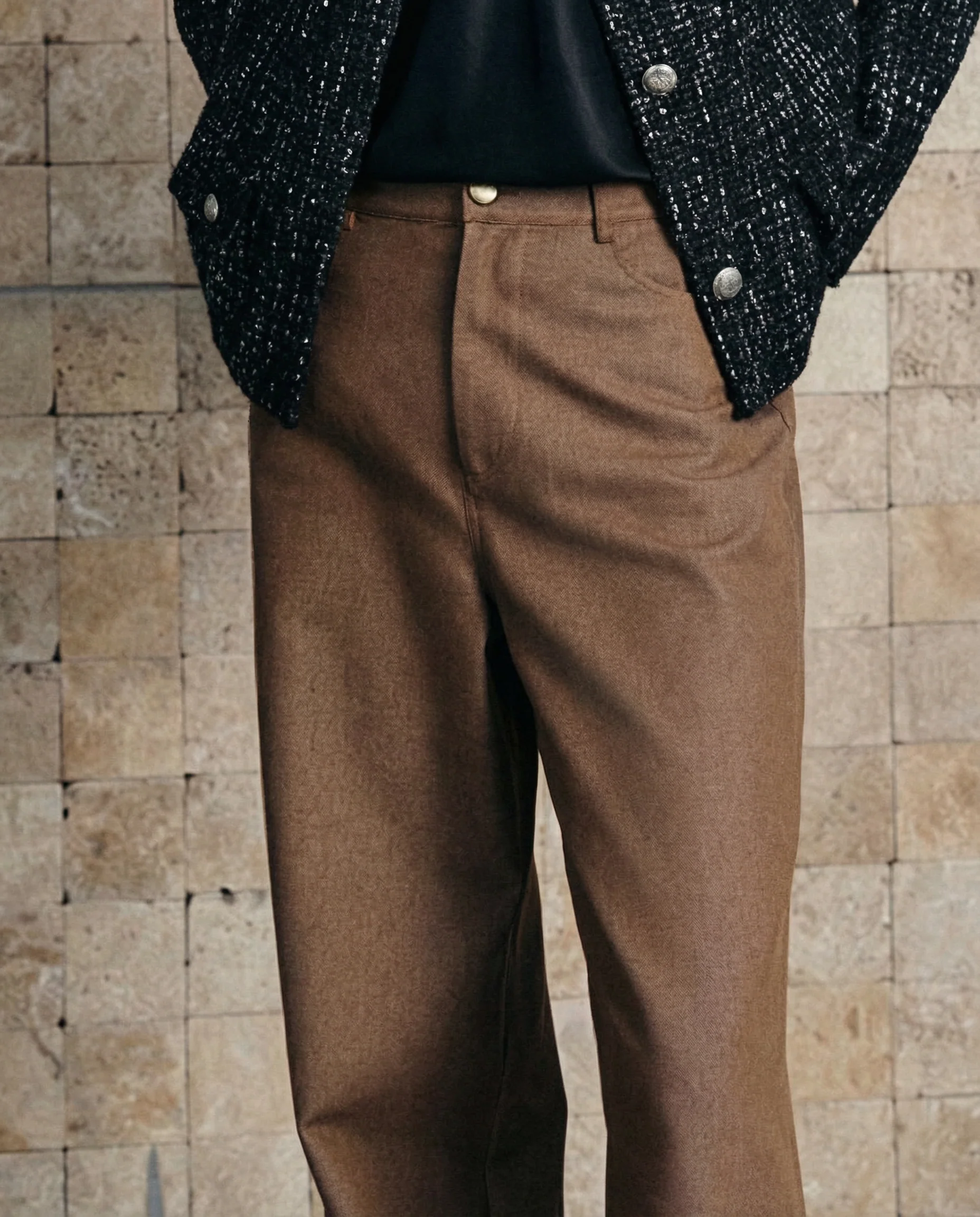 Chestnut Faux Denim Straight-Leg Pants - Image 5