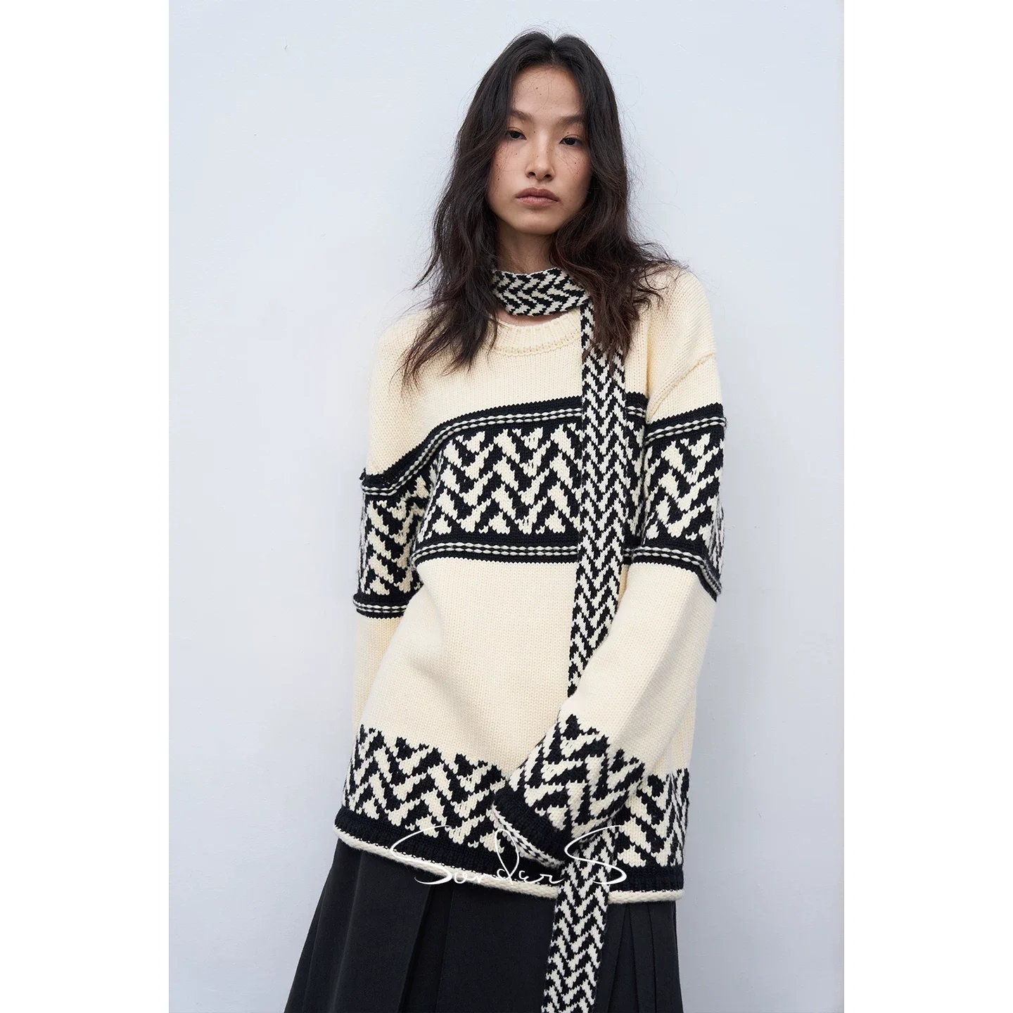 Chevron Jacquard Wool-Blend Pullover - Image 3