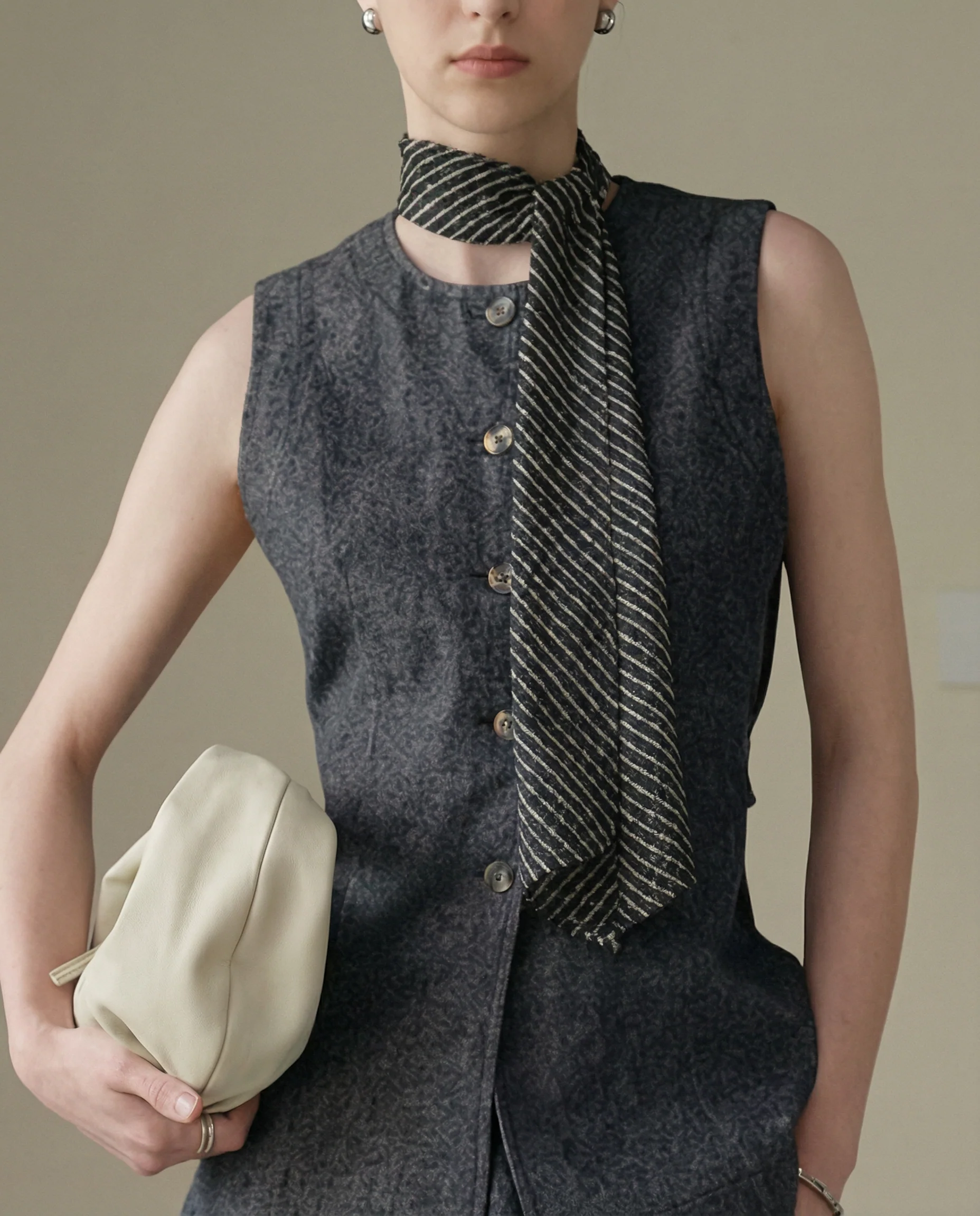 Chevron Mulberry Silk Twill Long Scarf - Image 2