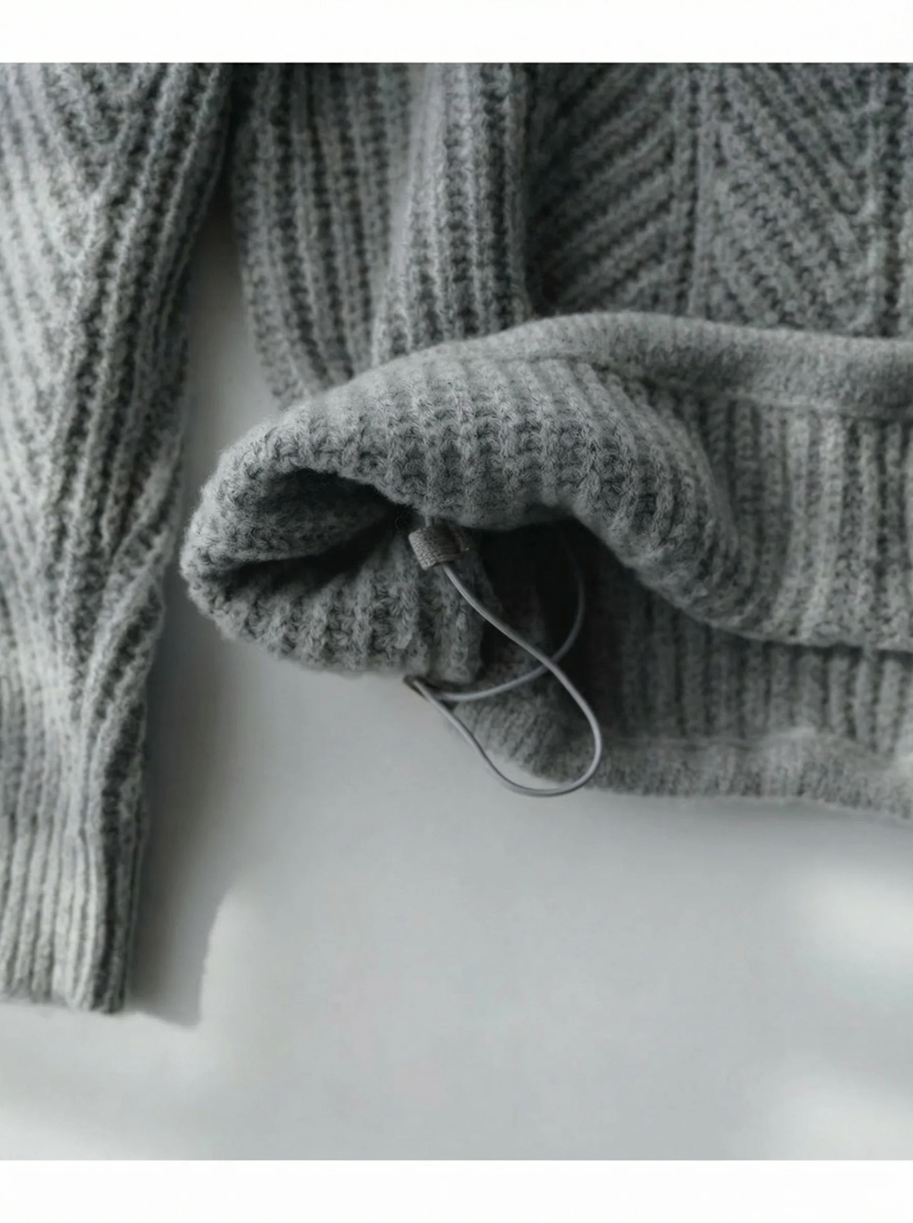 Chevron Rib Merino Drawcord Turtleneck - Image 5