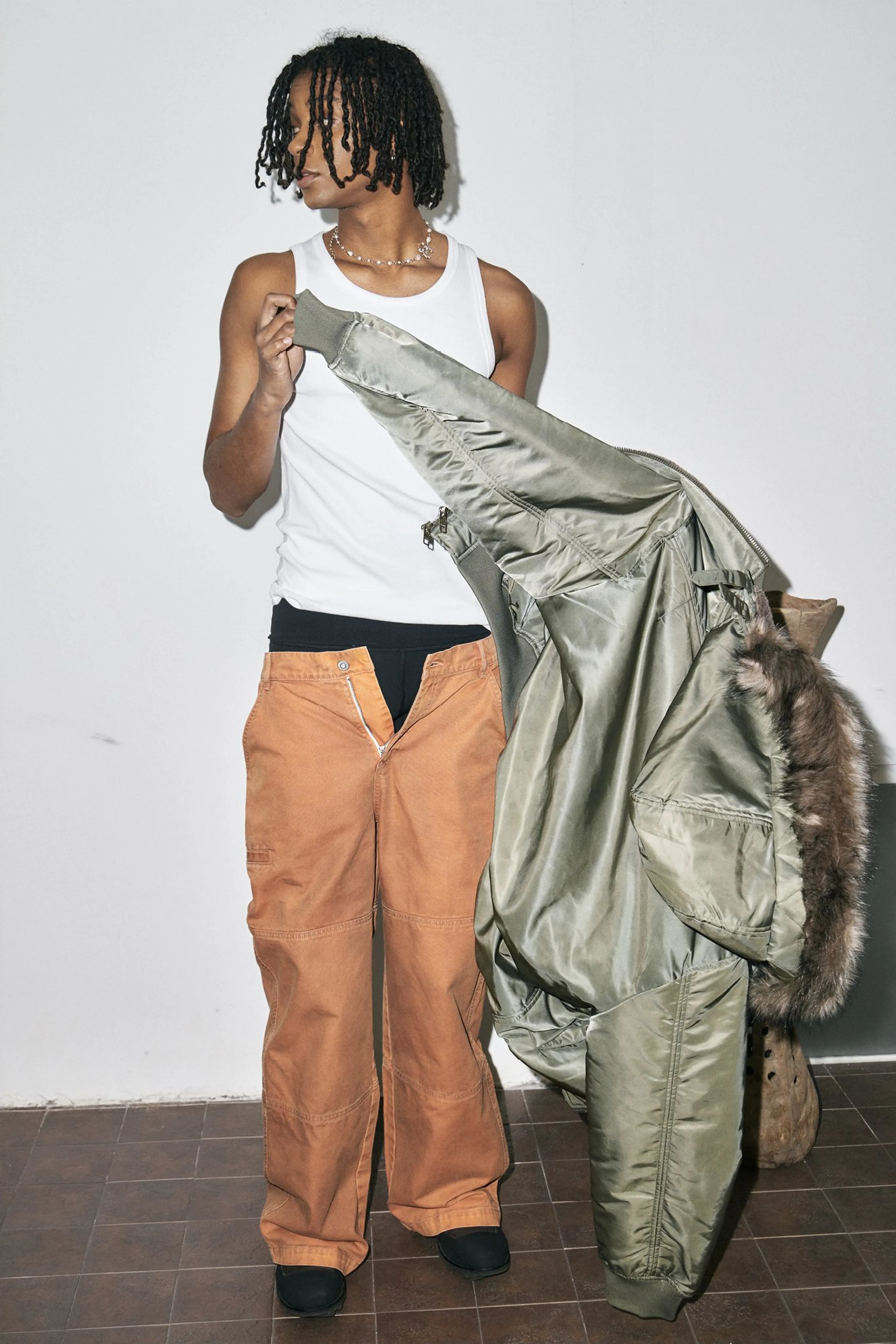 Chlorite Fur-Trim Hooded Bomber Jacket - Image 8