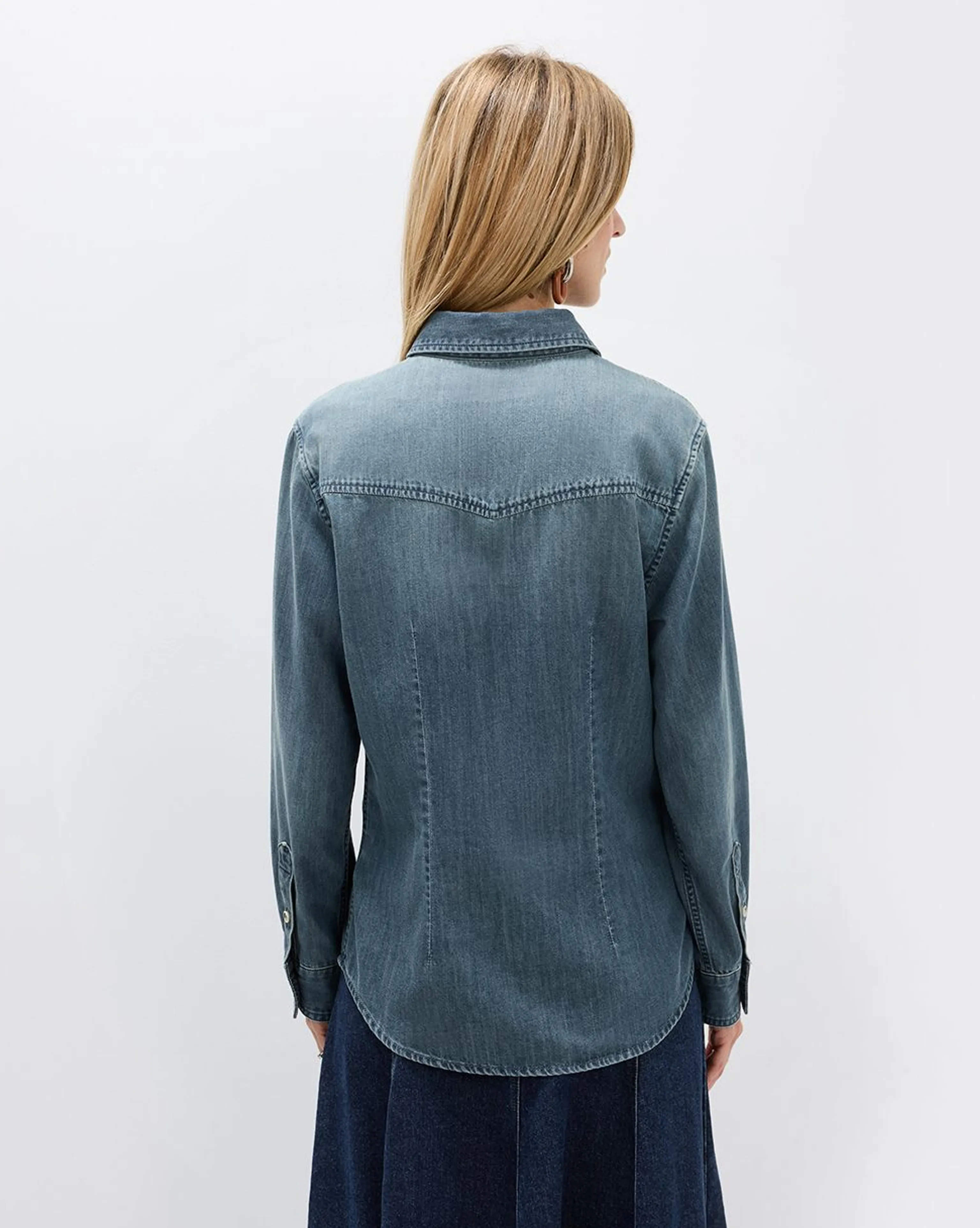 Cindy Lyocell-Cotton Denim Shirt - Image 3