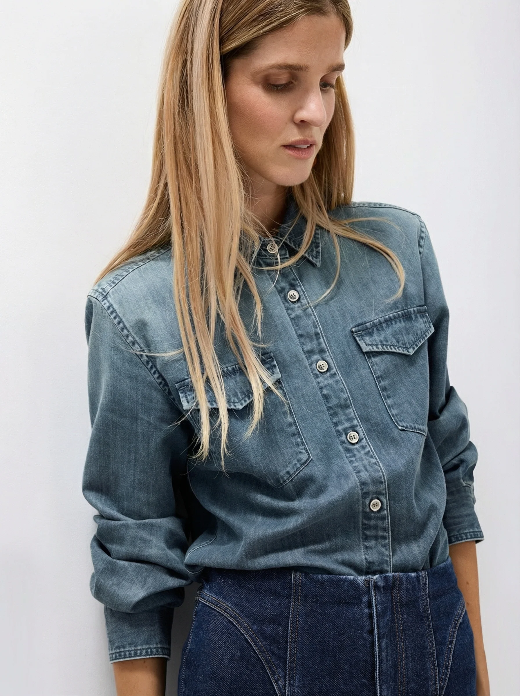 Cindy Lyocell-Cotton Denim Shirt - Image 5