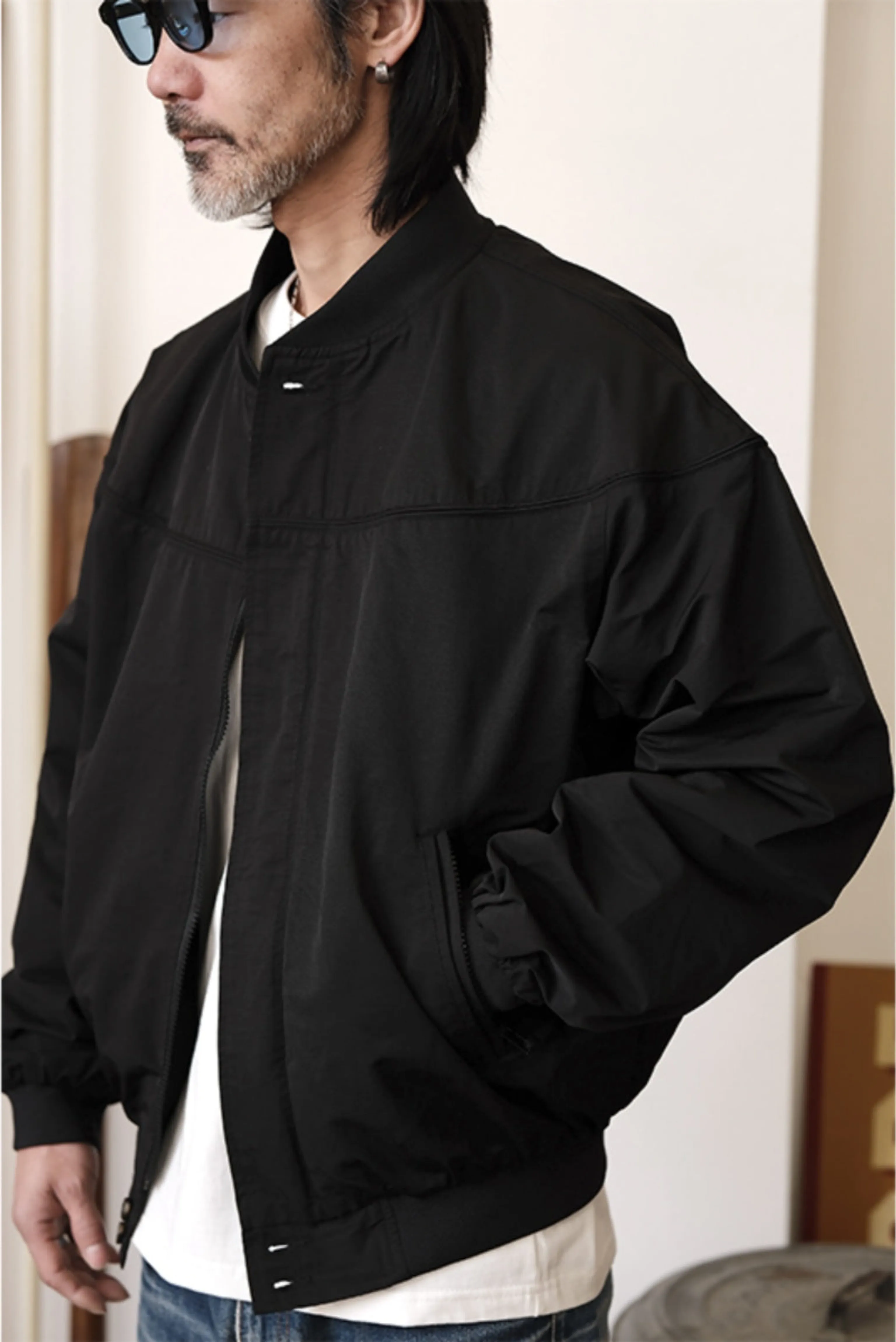 Classic Black Bomber Jacket - Image 3