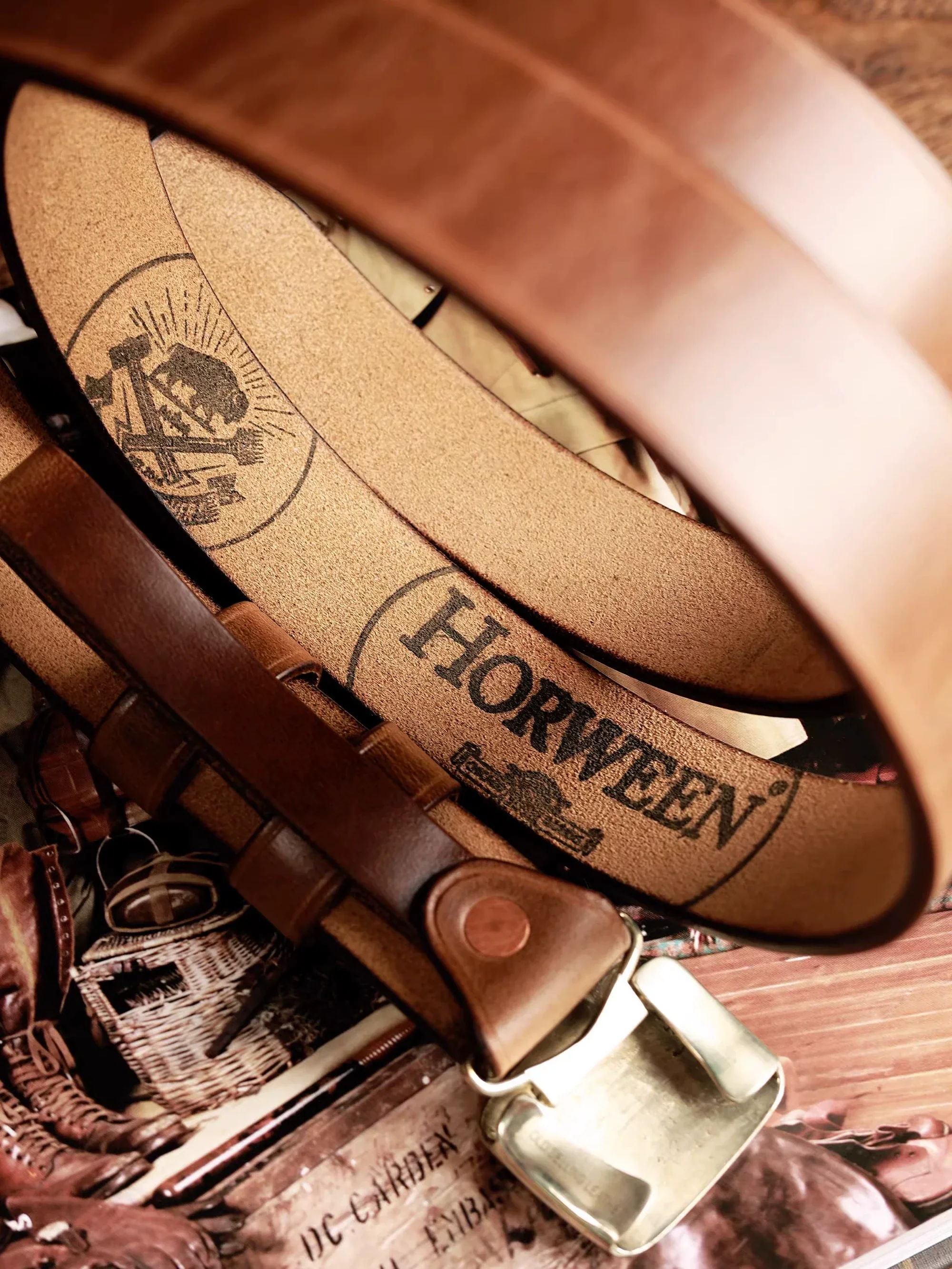 Classic Brass Buckle Leather Belt - Image 4
