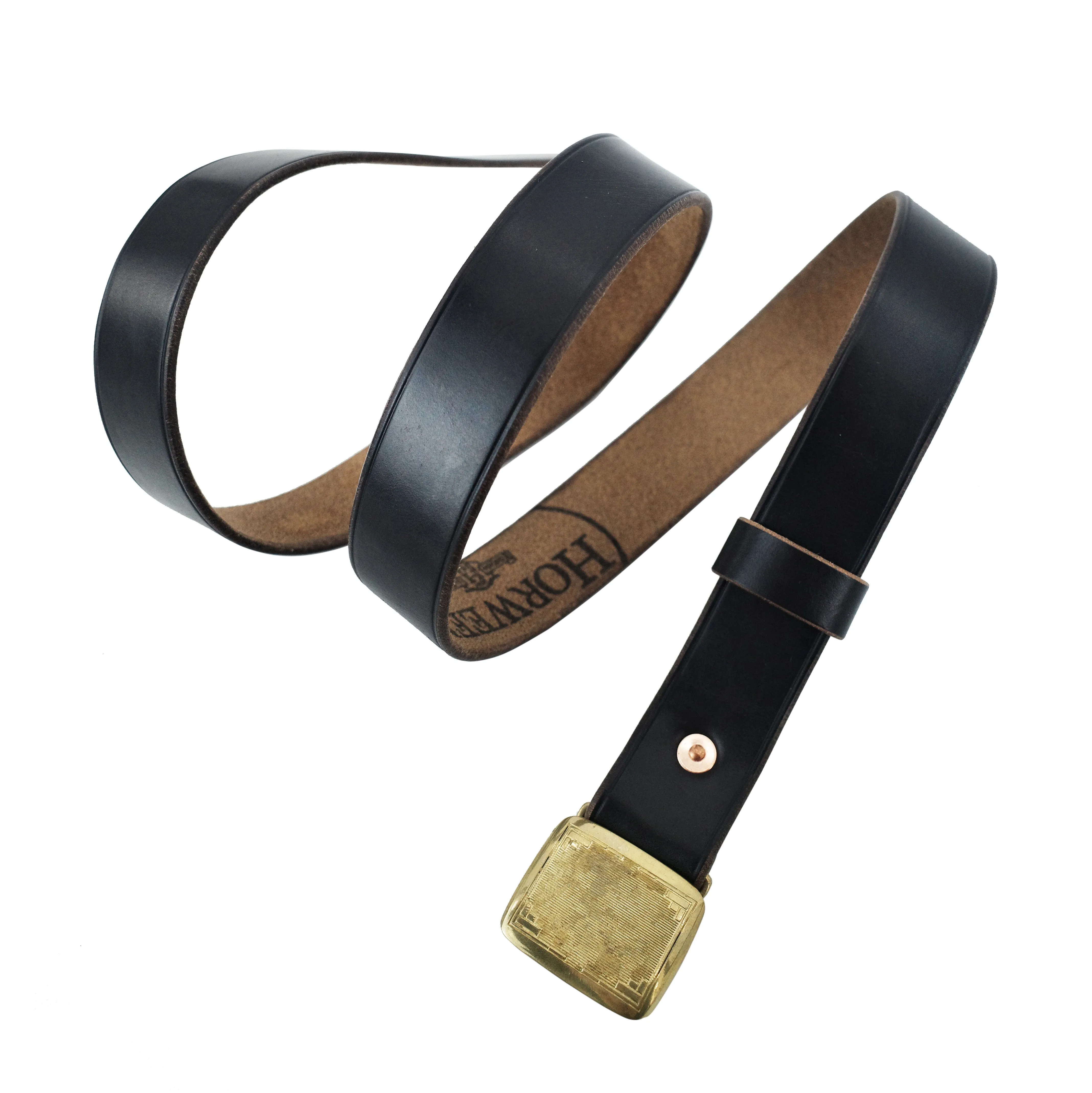 Classic Brass Buckle Leather Belt - Image 9