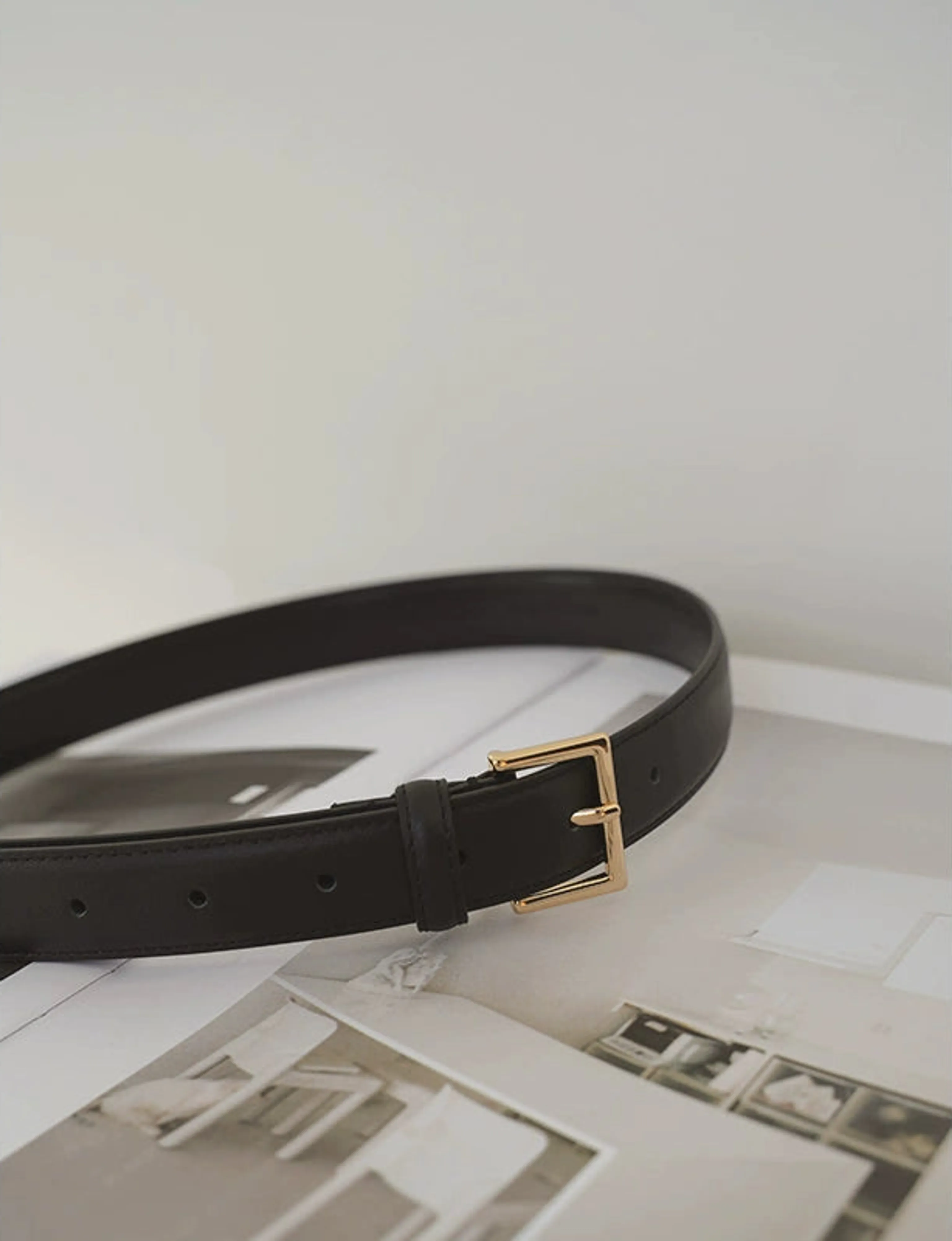 Classic Square Buckle Leather Belt - Image 2