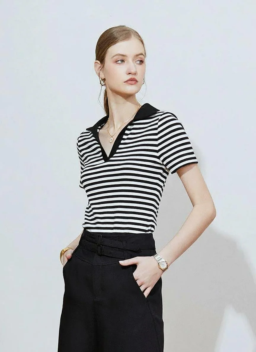 Classic Striped Polo Tee - Image 2