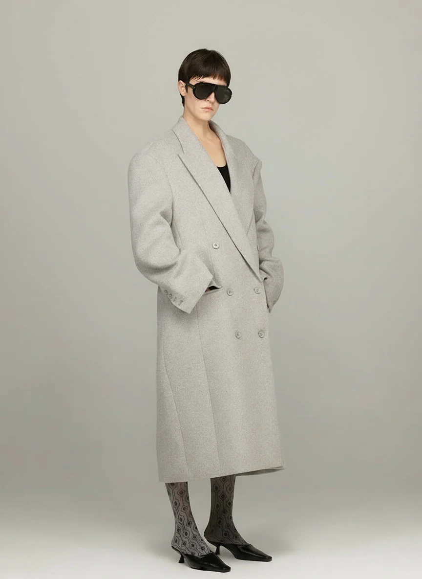 Cleanfit Peak Lapel Wool-Blend Overcoat - Image 6