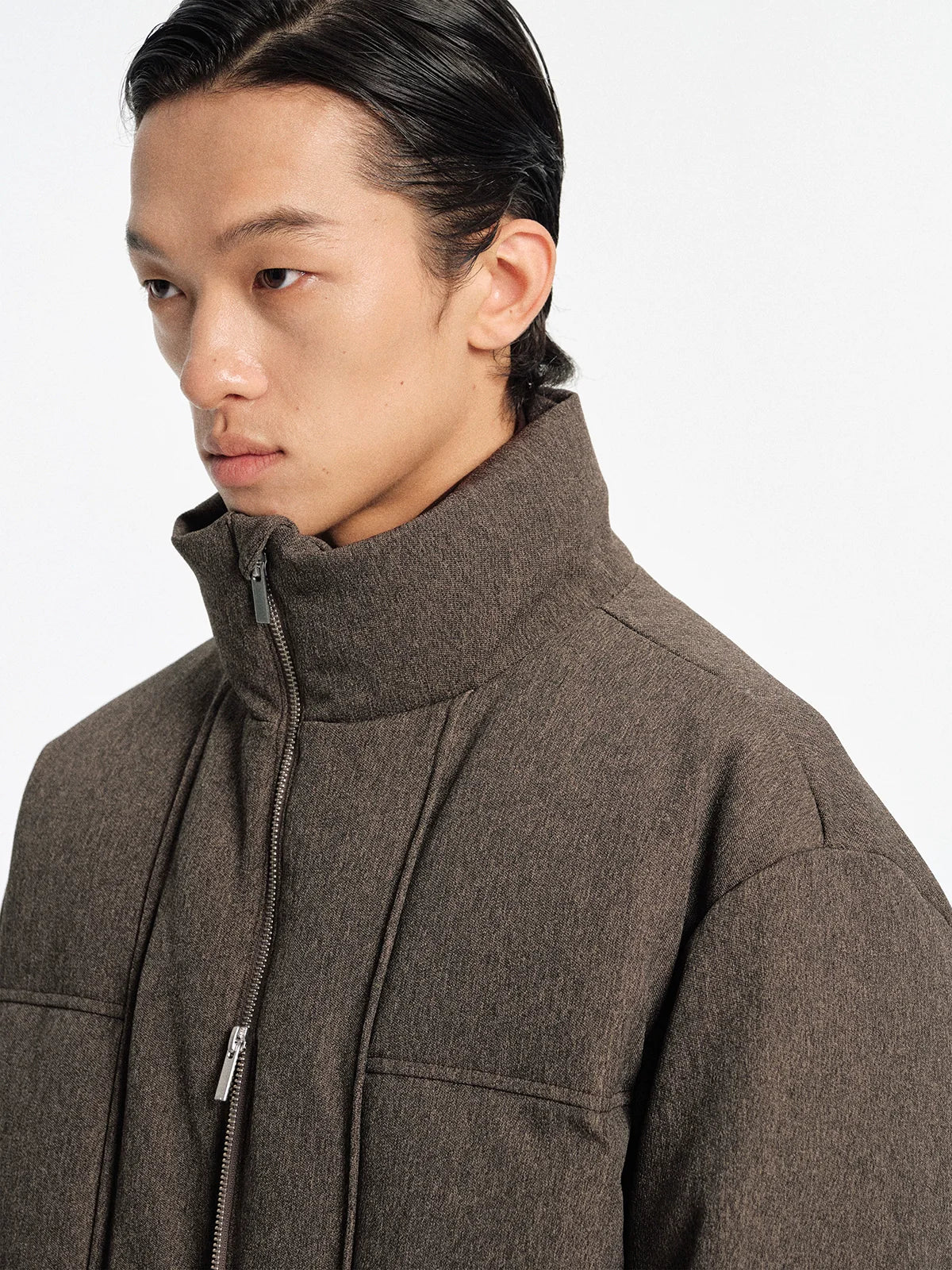 Coarse Linen Texture Puffer Jacket - Image 3