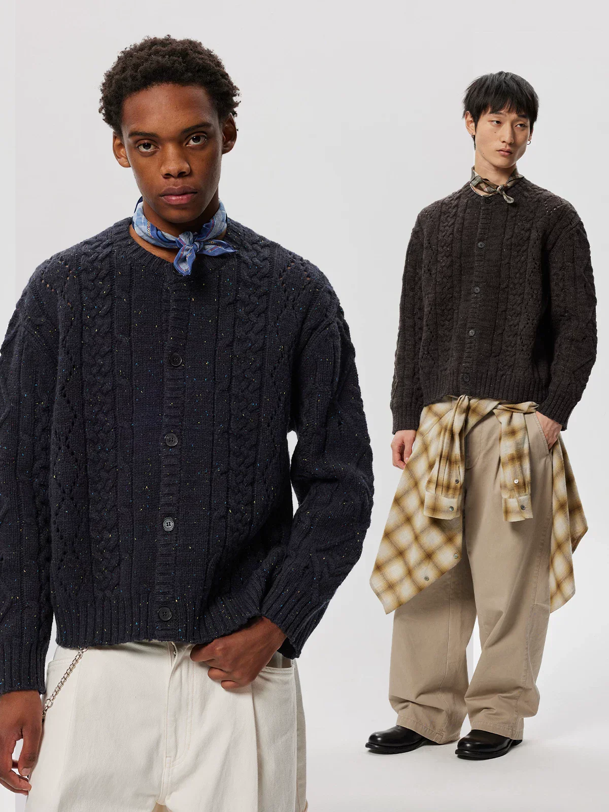 Coarse Wool Blend Cable Cardigan - Image 2